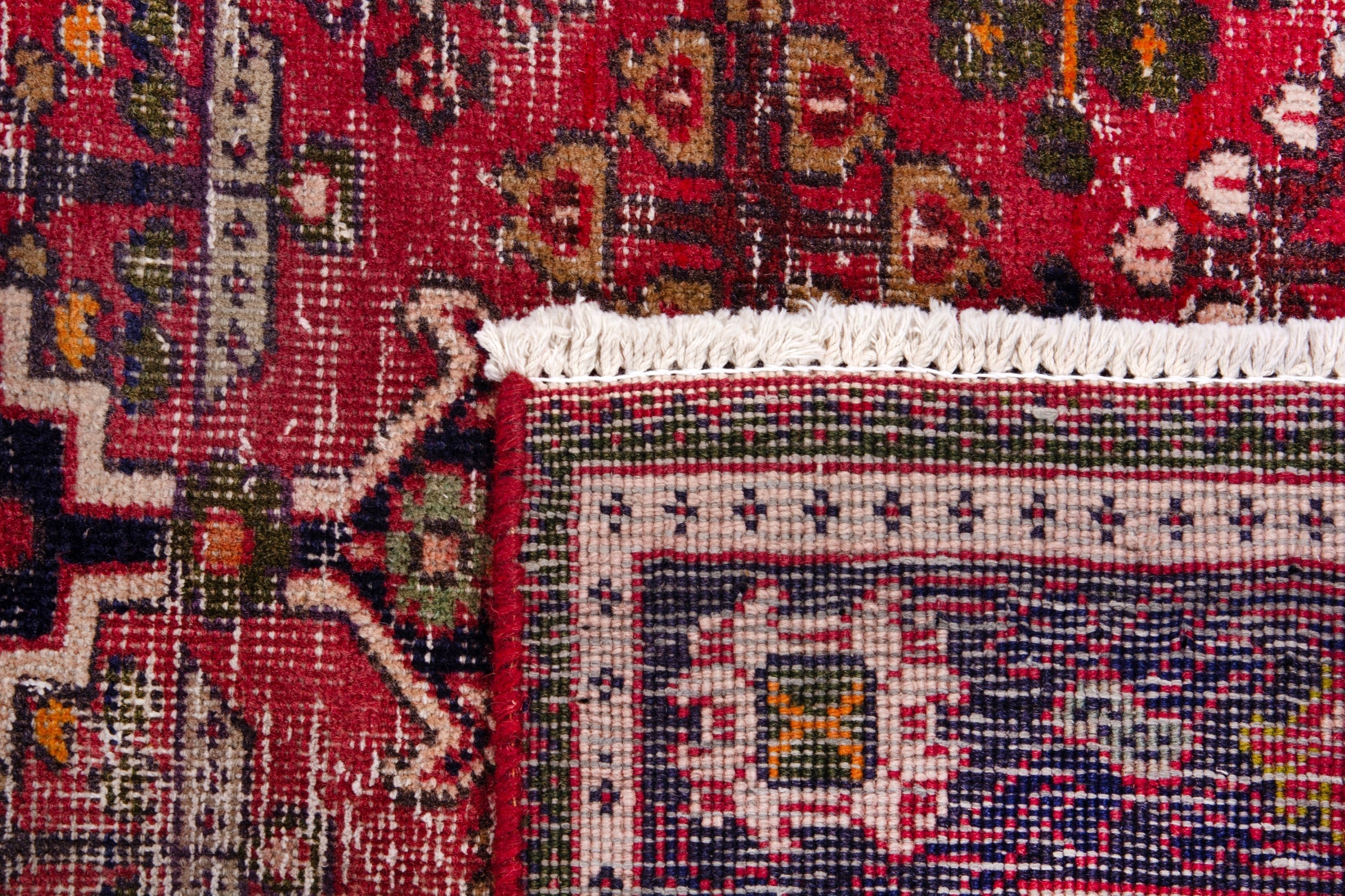 Persian Joshaghan area rug in deep red and burgundy, view 19 of 19