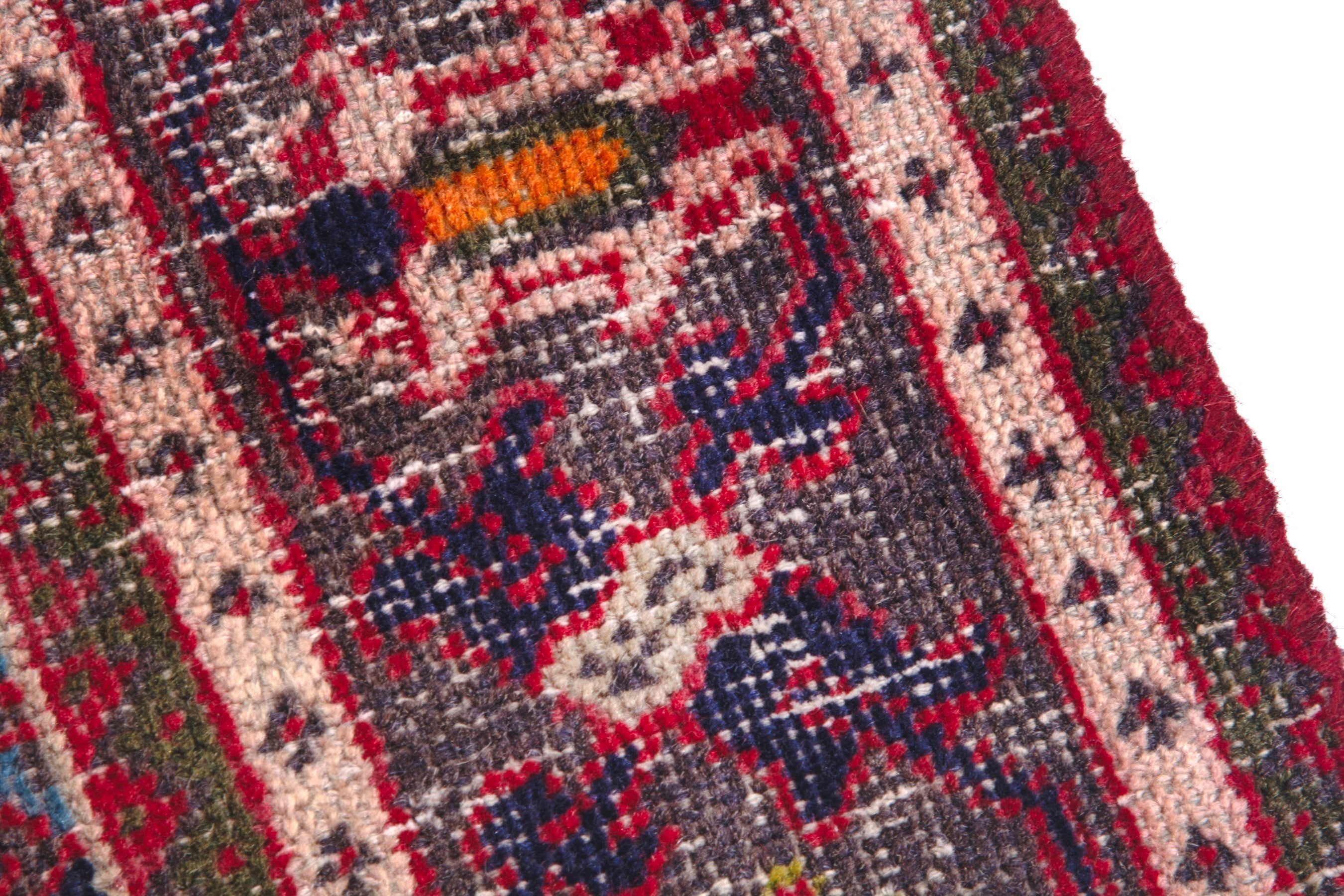 Persian Joshaghan area rug in deep red and burgundy, view 7 of 19