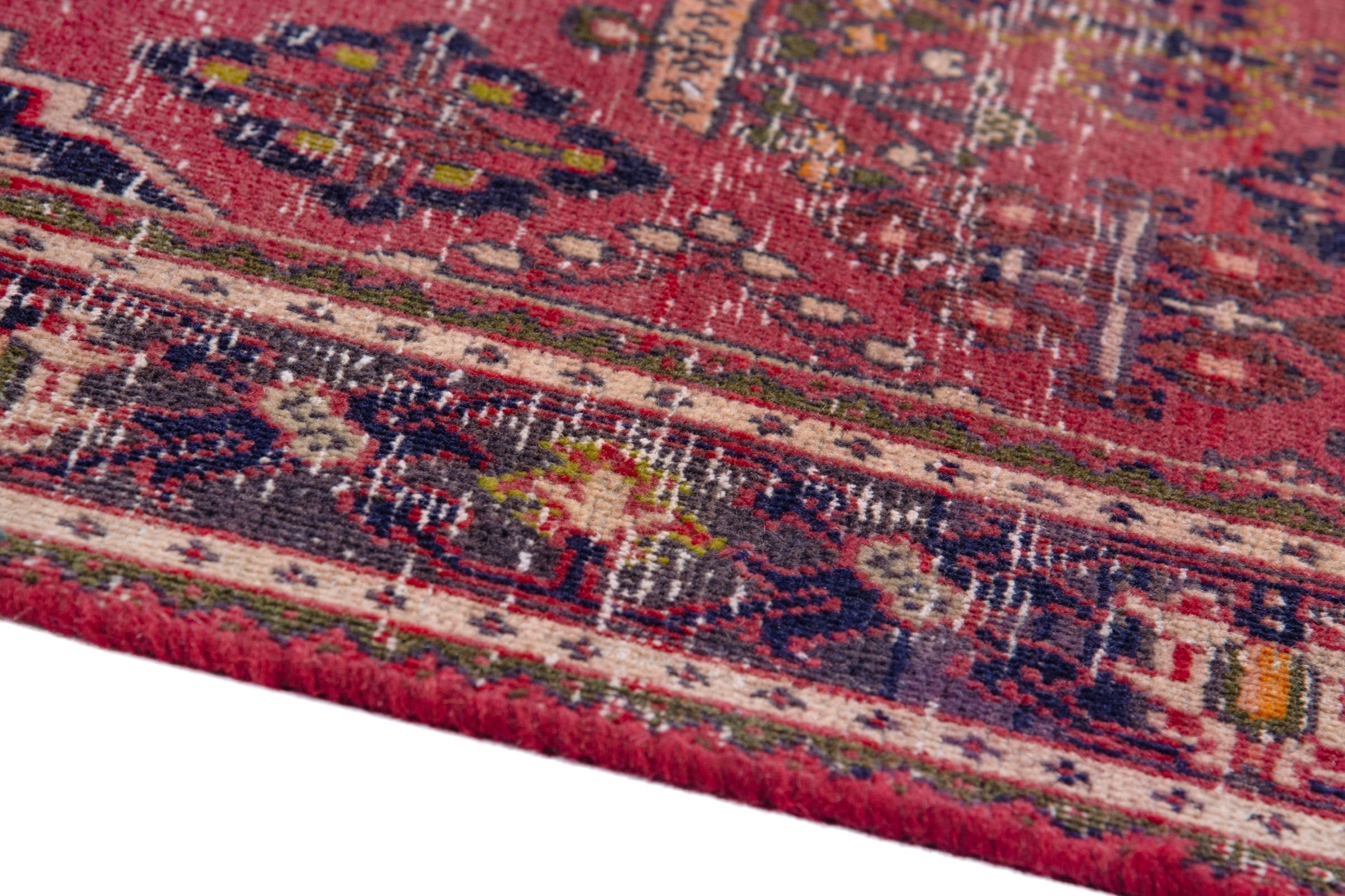 Persian Joshaghan area rug in deep red and burgundy, view 8 of 19