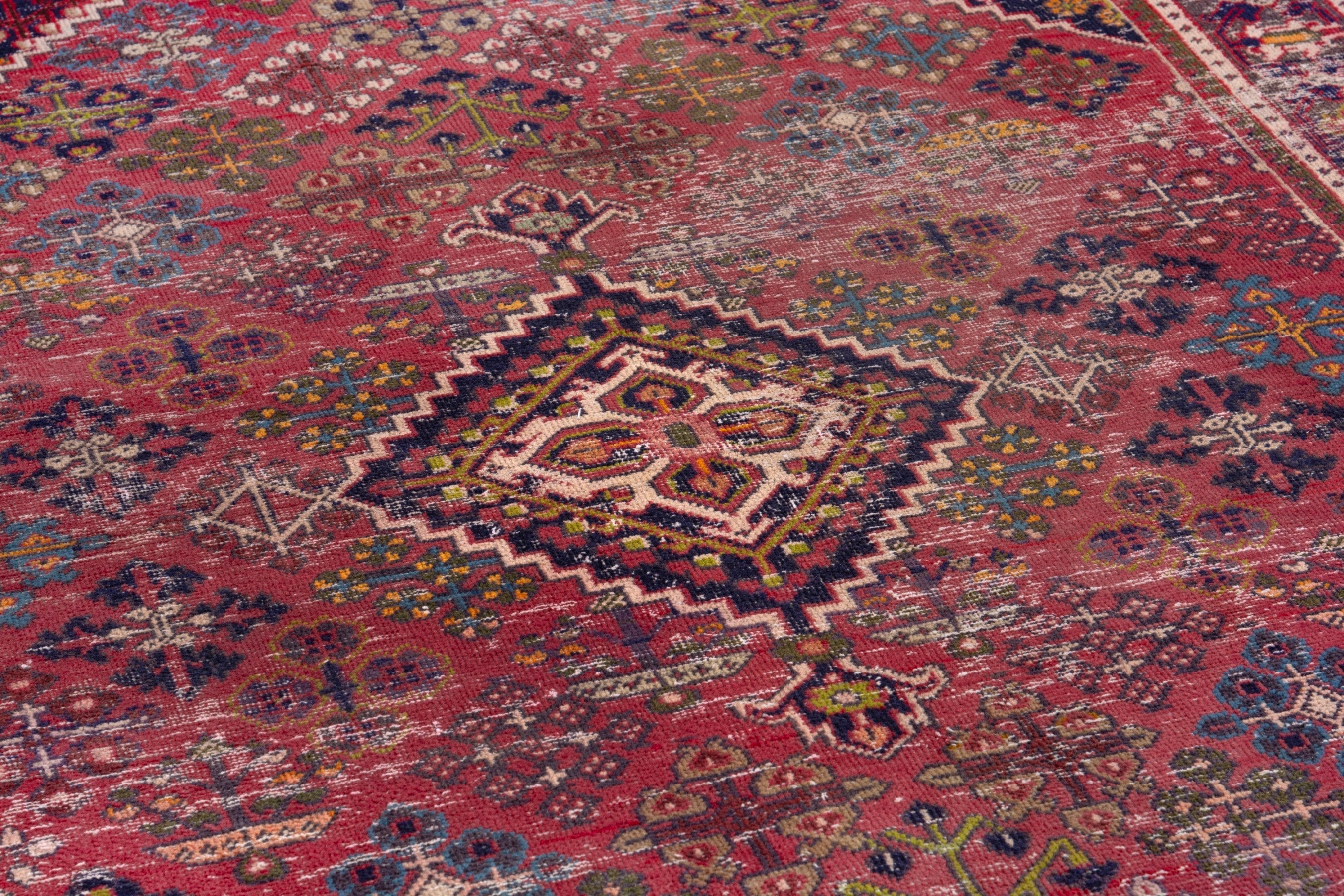 Persian Joshaghan area rug in deep red and burgundy, view 9 of 19