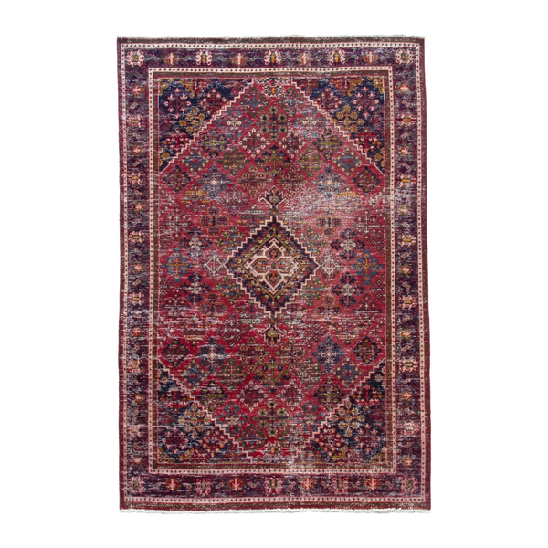 Persian Joshaghan area rug in deep red and burgundy, 4'2" x 6'8"