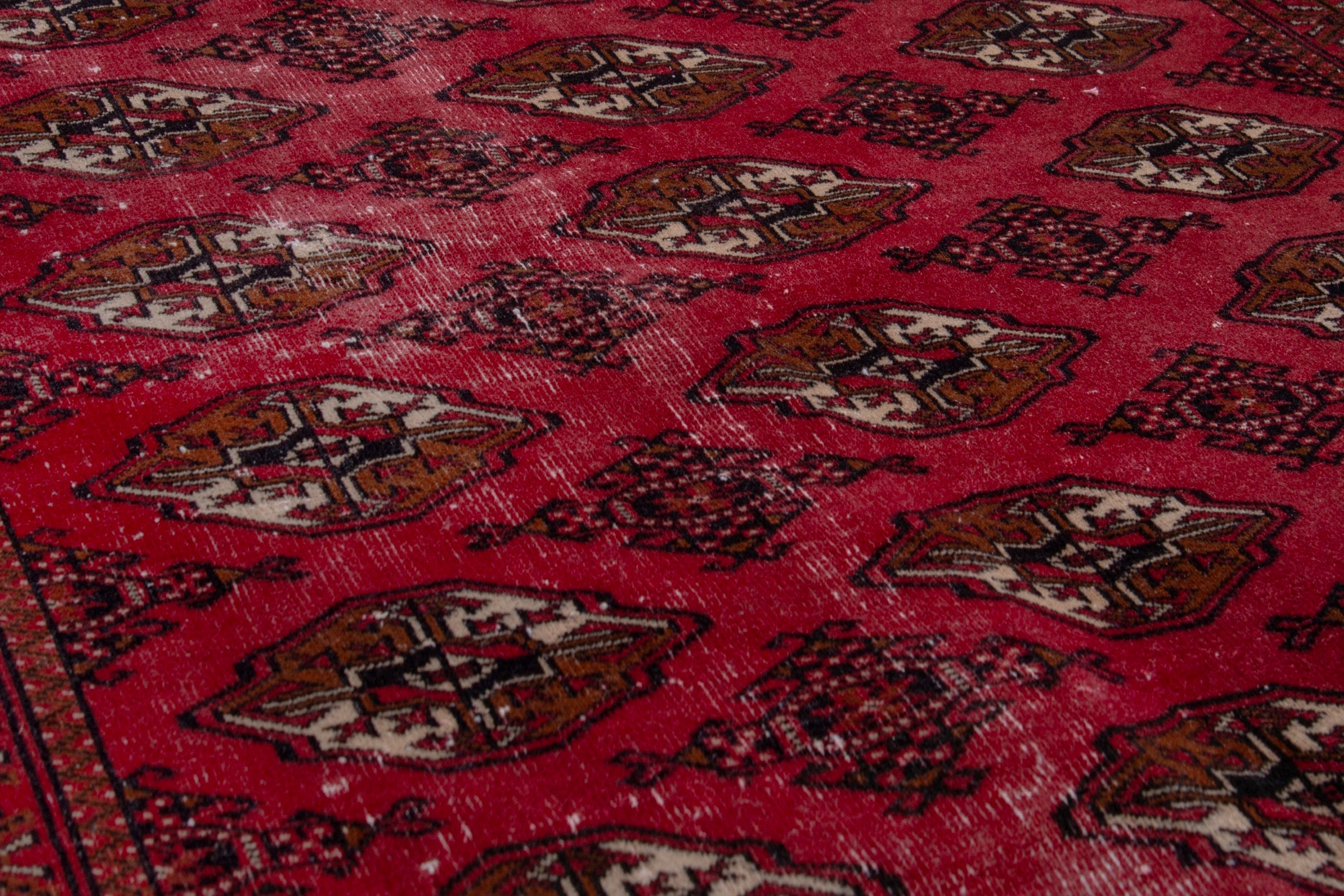 Persian Torkaman accent rug in burgundy and dark brown, view 10 of 18