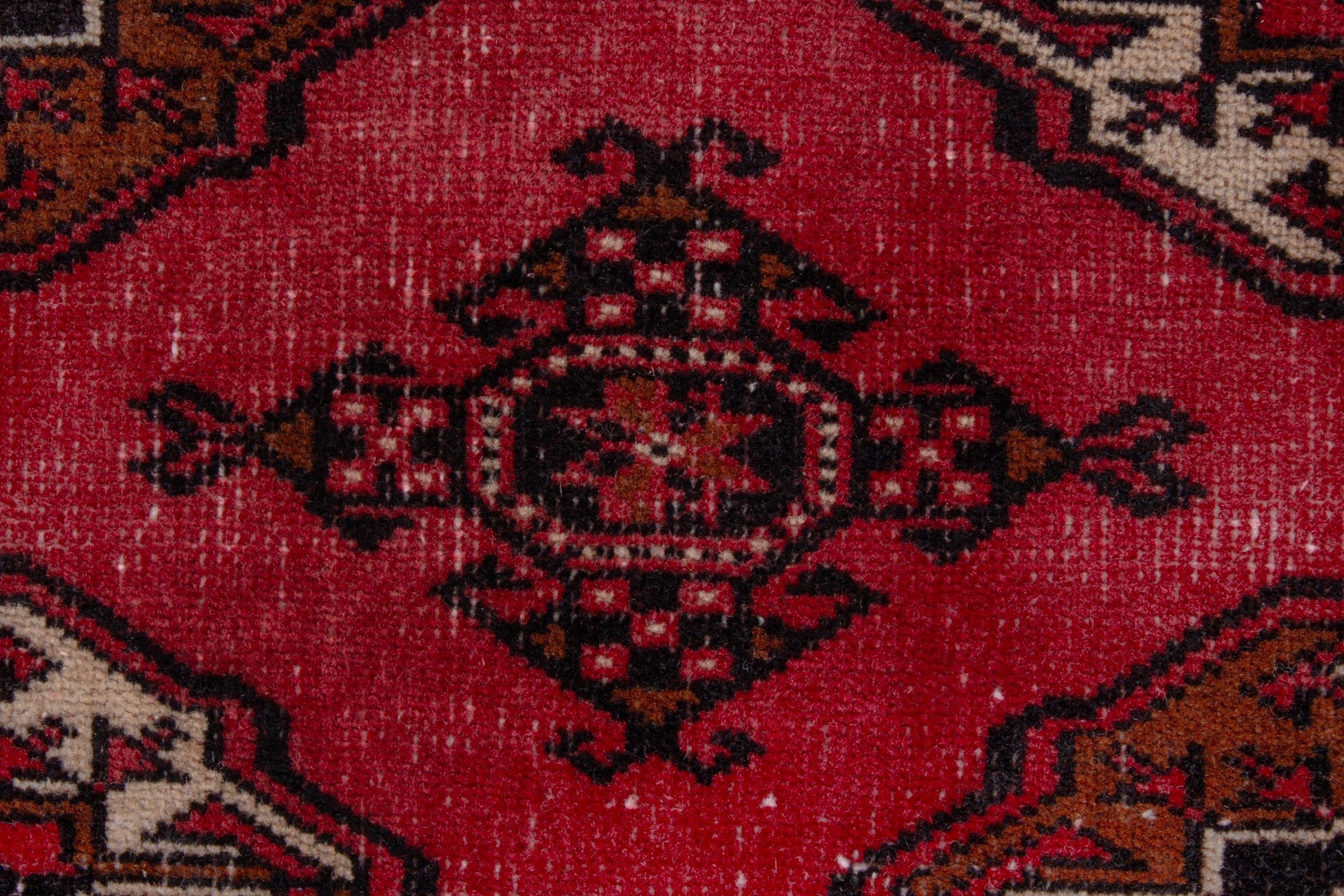 Persian Torkaman accent rug in burgundy and dark brown, view 11 of 18