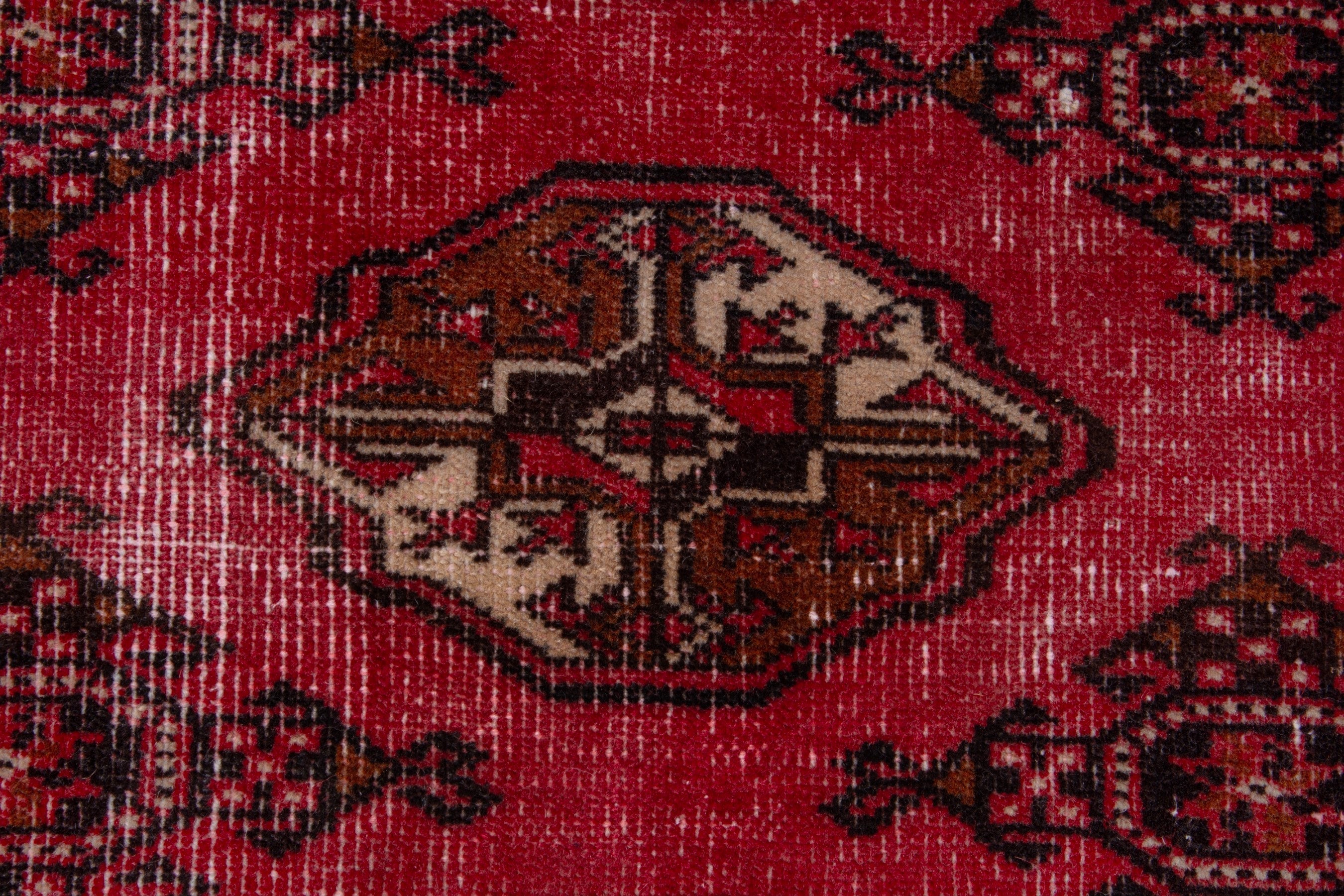 Persian Torkaman accent rug in burgundy and dark brown, view 12 of 18