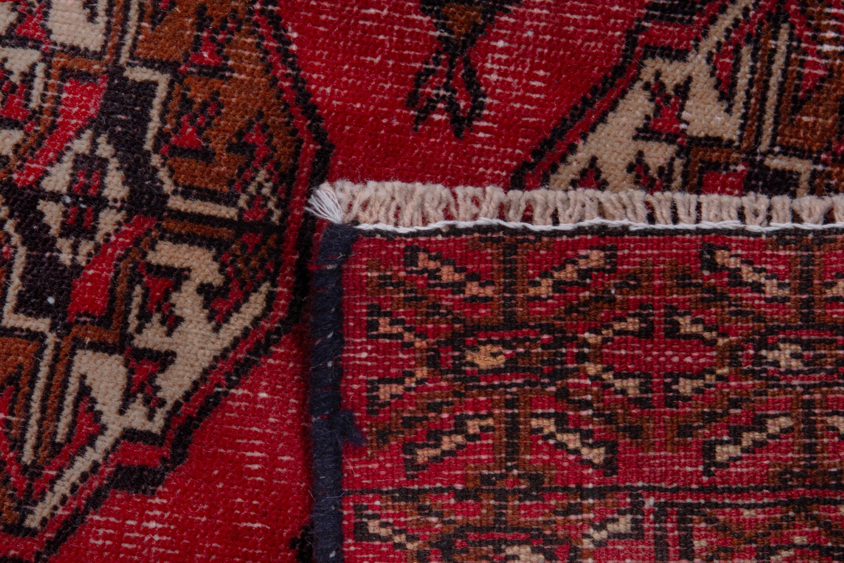 Persian Torkaman accent rug in burgundy and dark brown, view 18 of 18