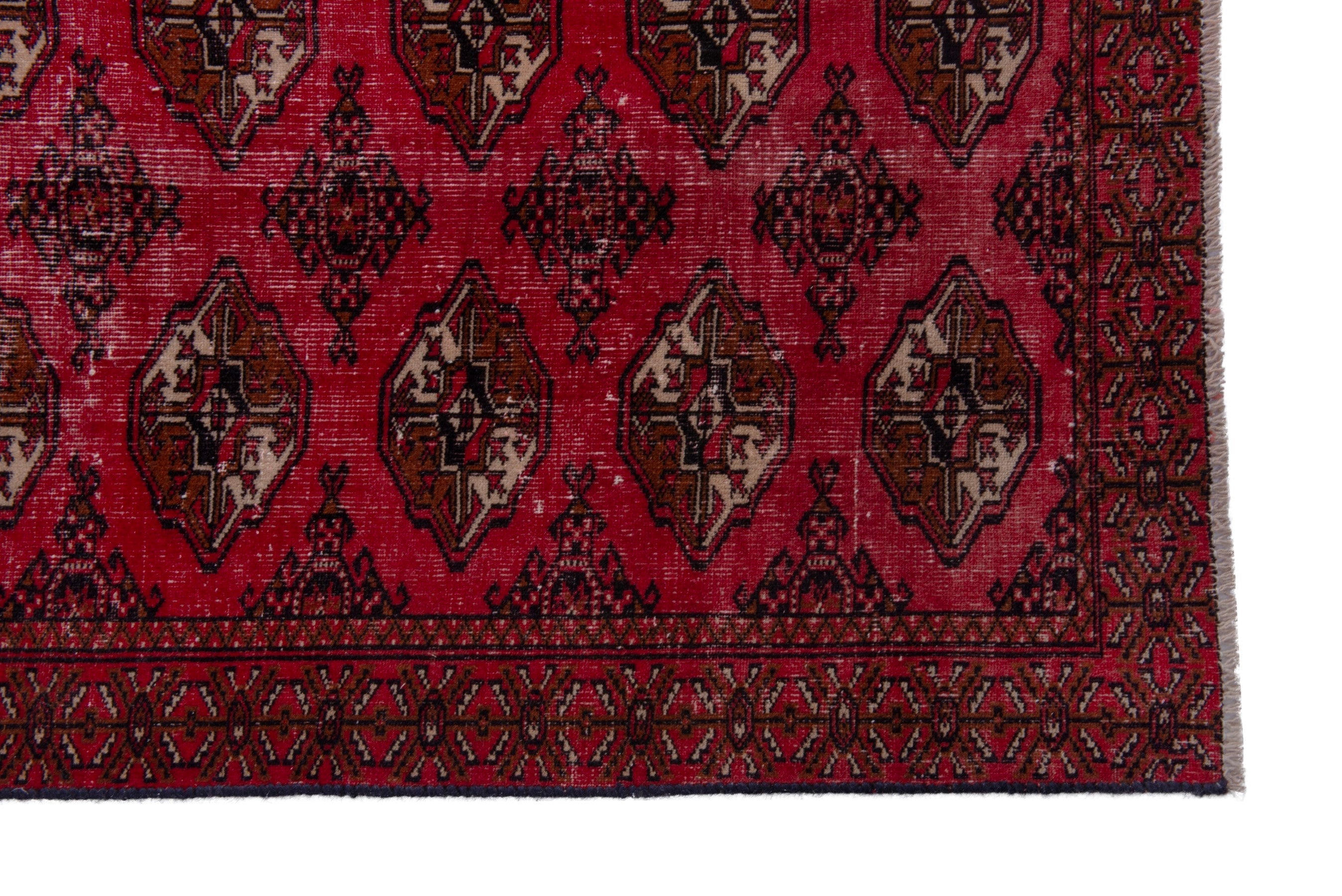 Persian Torkaman accent rug in burgundy and dark brown, view 5 of 18