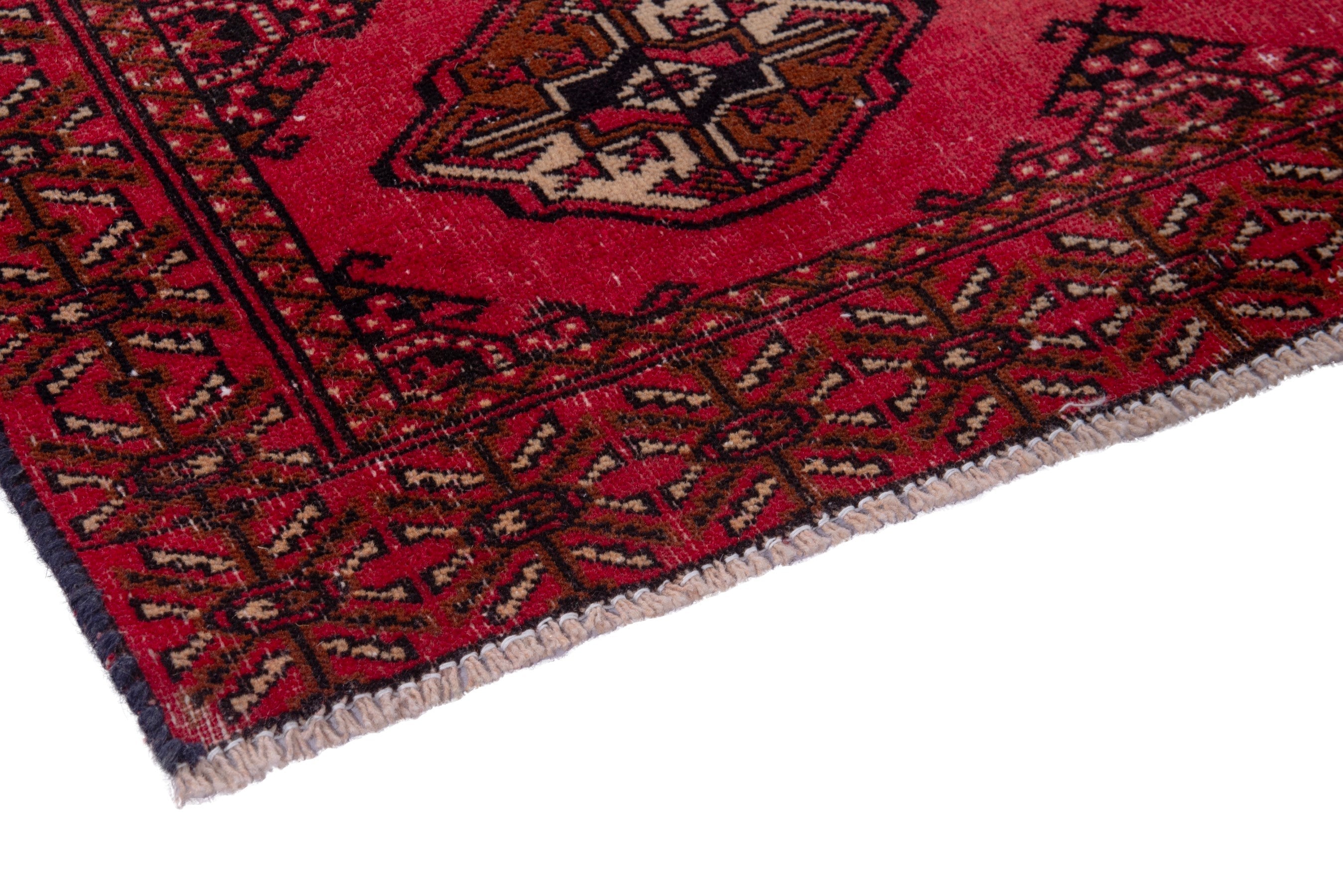 Persian Torkaman accent rug in burgundy and dark brown, view 4 of 18