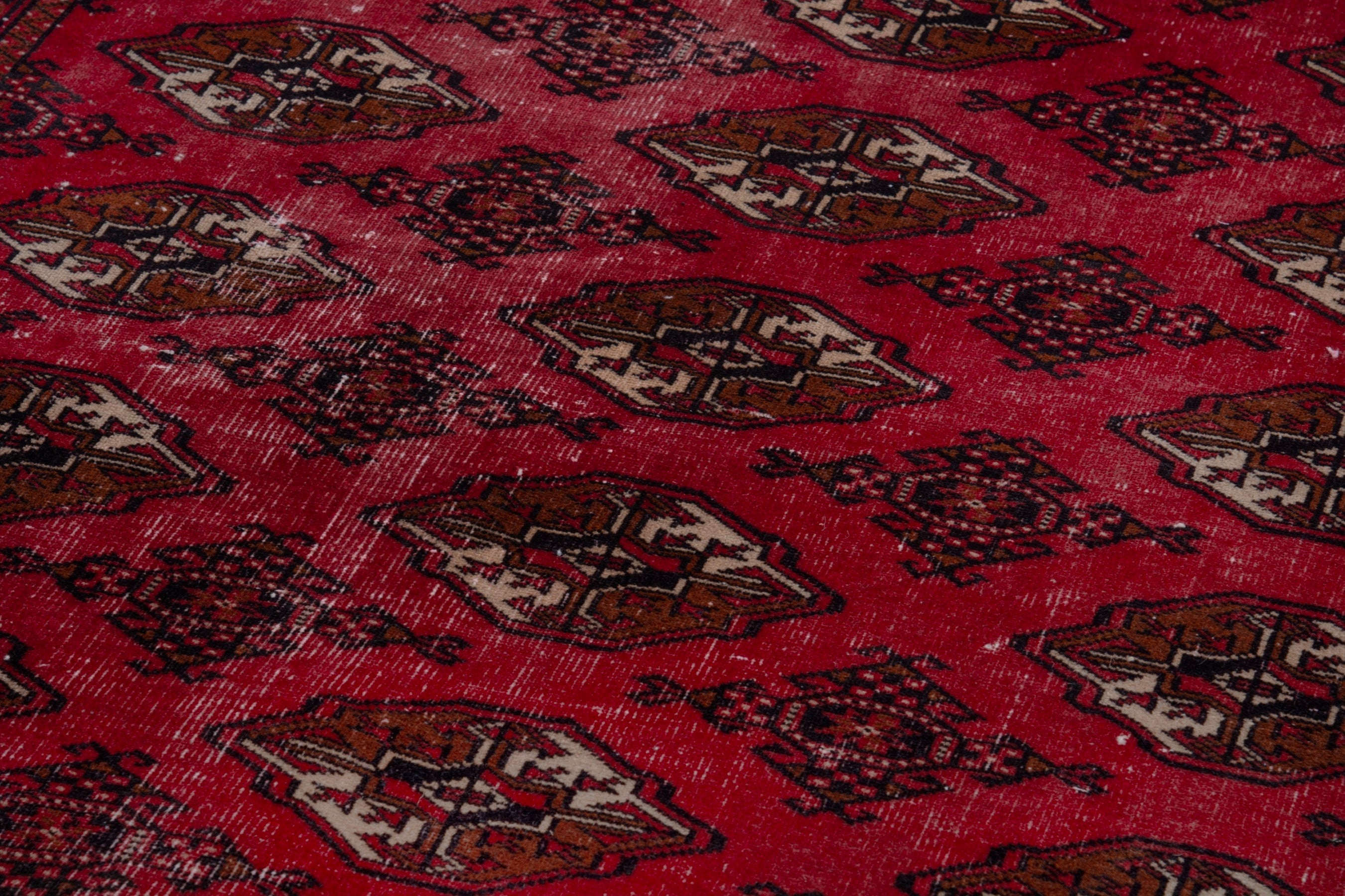 Persian Torkaman accent rug in burgundy and dark brown, view 9 of 18