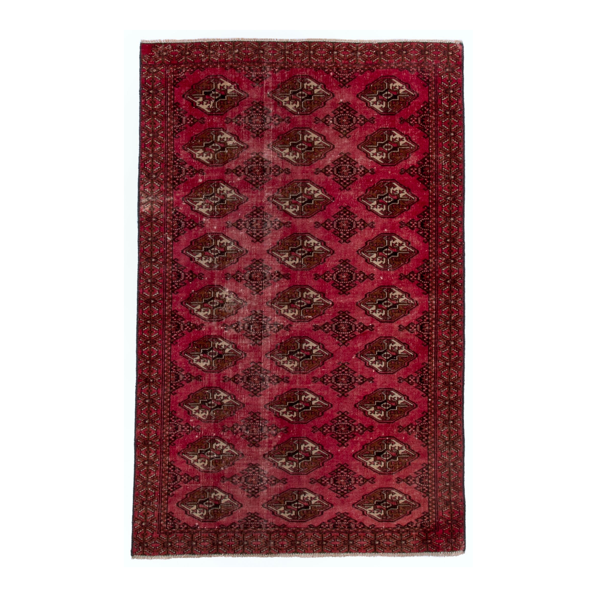 Persian Torkaman accent rug in burgundy and dark brown, 3'11" x 6'3"