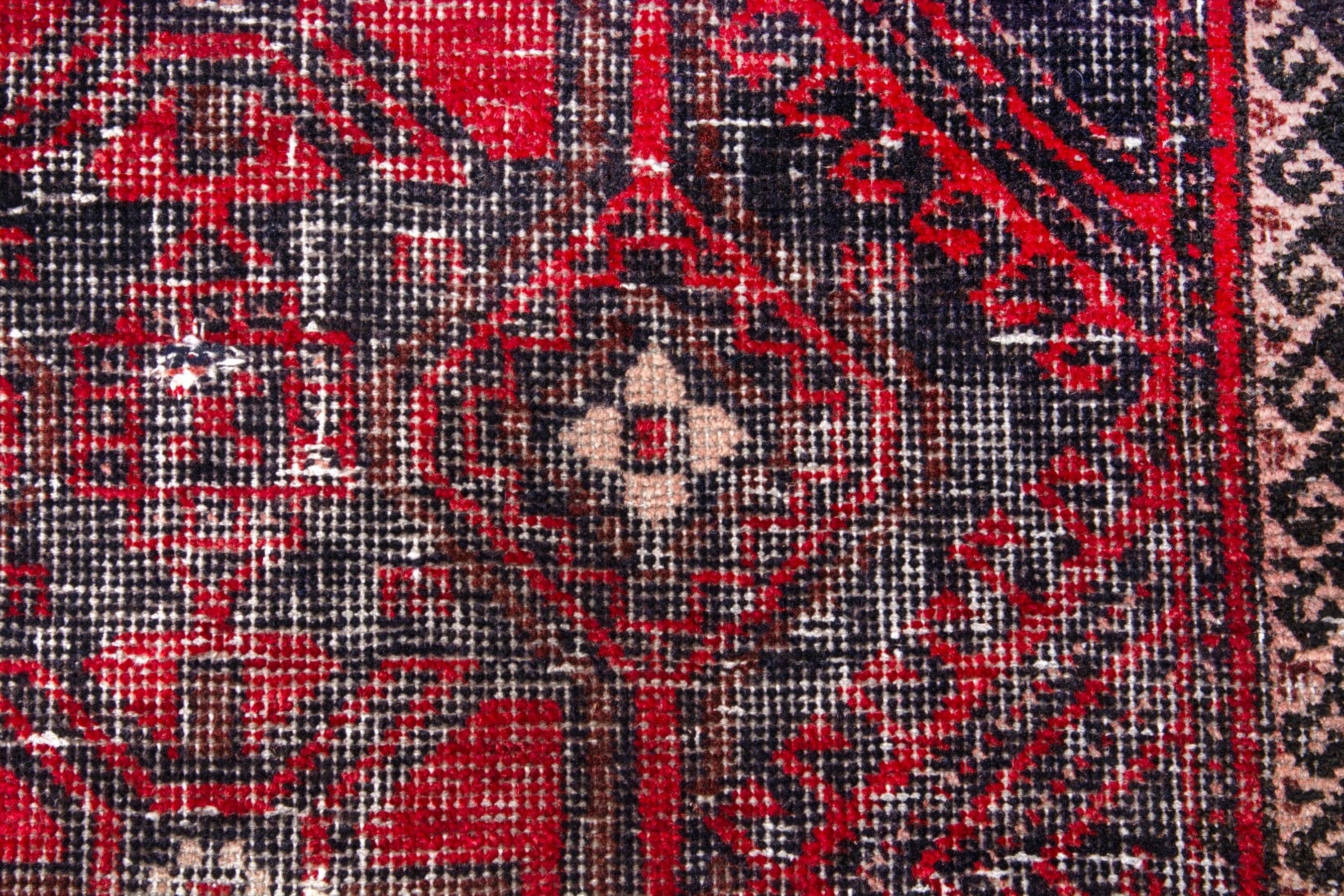 Persian Baluch runner rug in burgundy and faded red, view 12 of 19