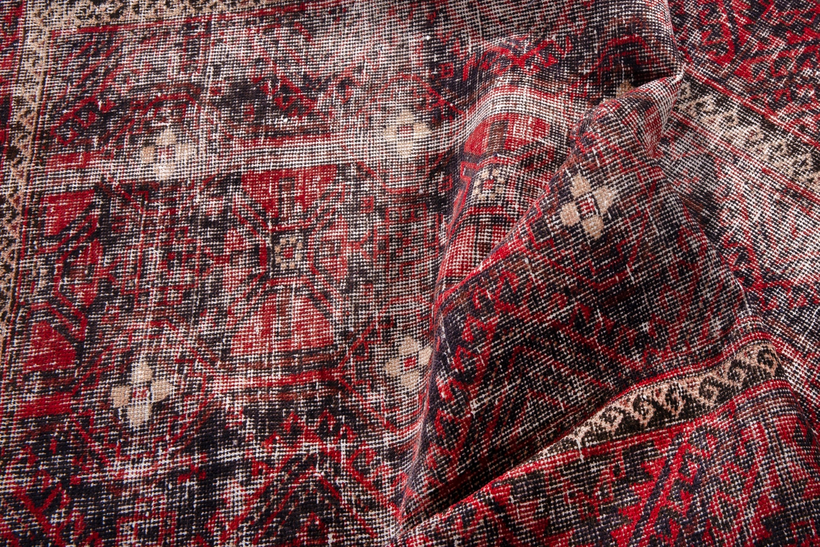 Persian Baluch runner rug in burgundy and faded red, view 16 of 19