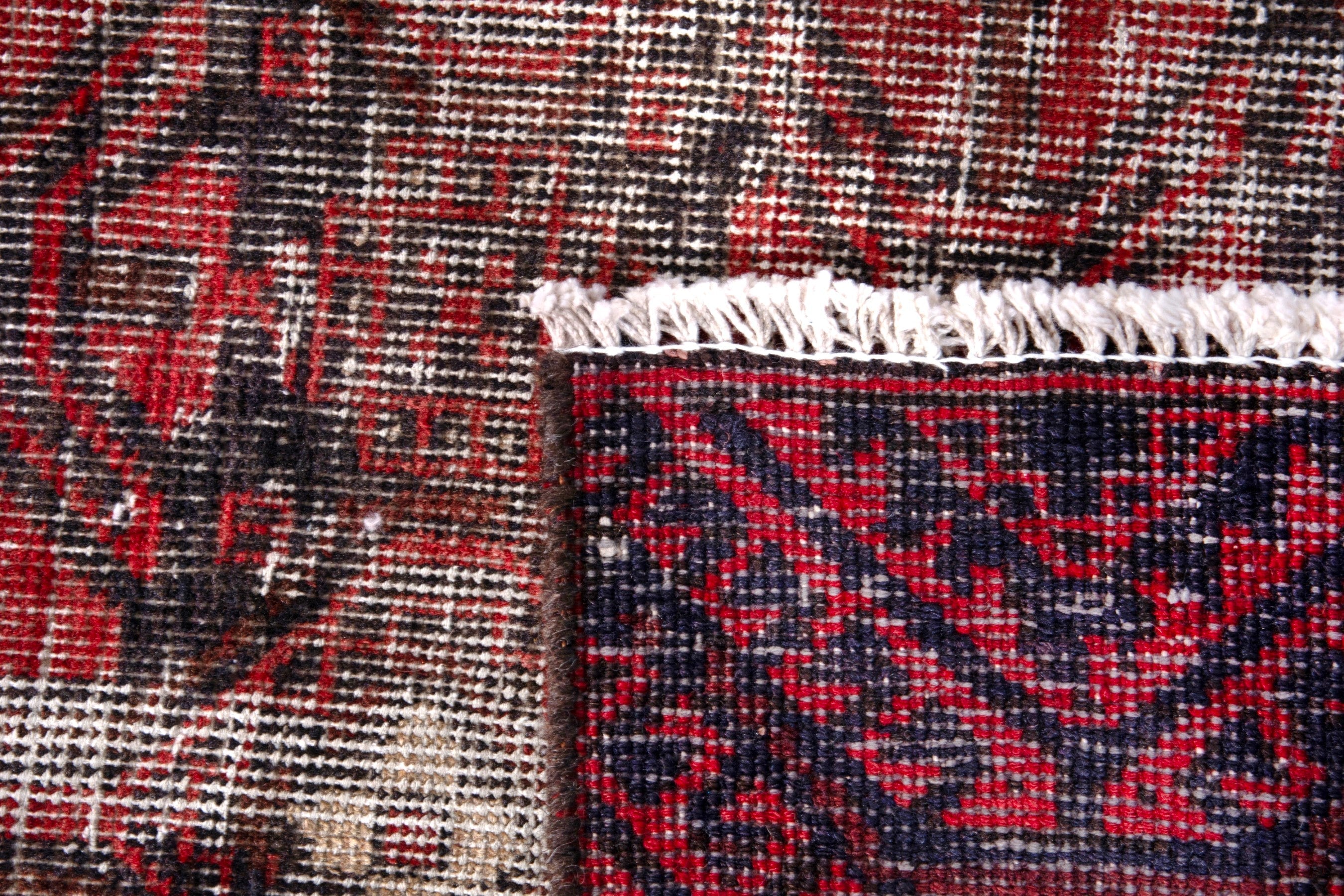 Persian Baluch runner rug in burgundy and faded red, view 19 of 19
