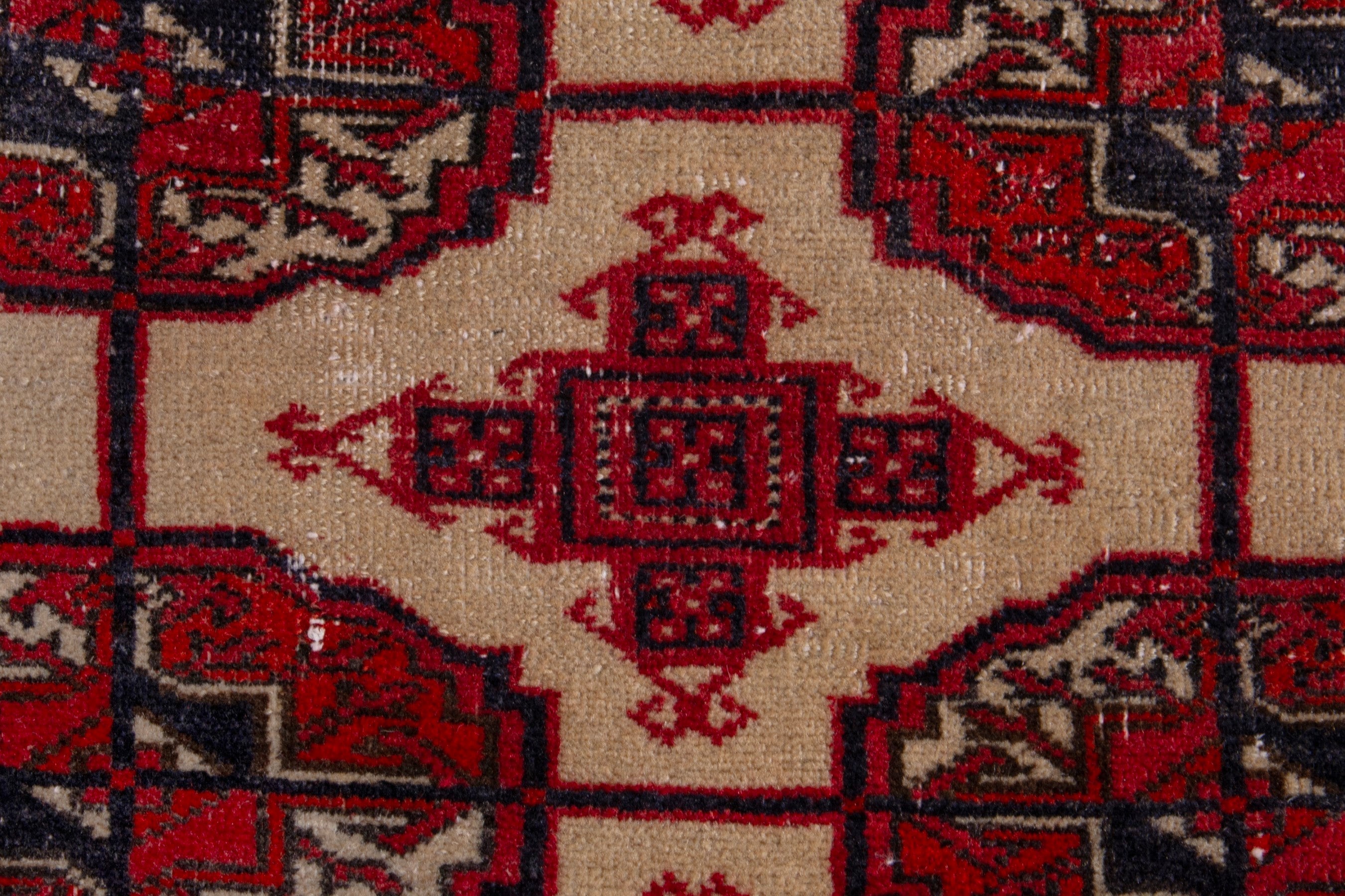Persian Torkaman accent rug in burgundy and cream, view 11 of 19
