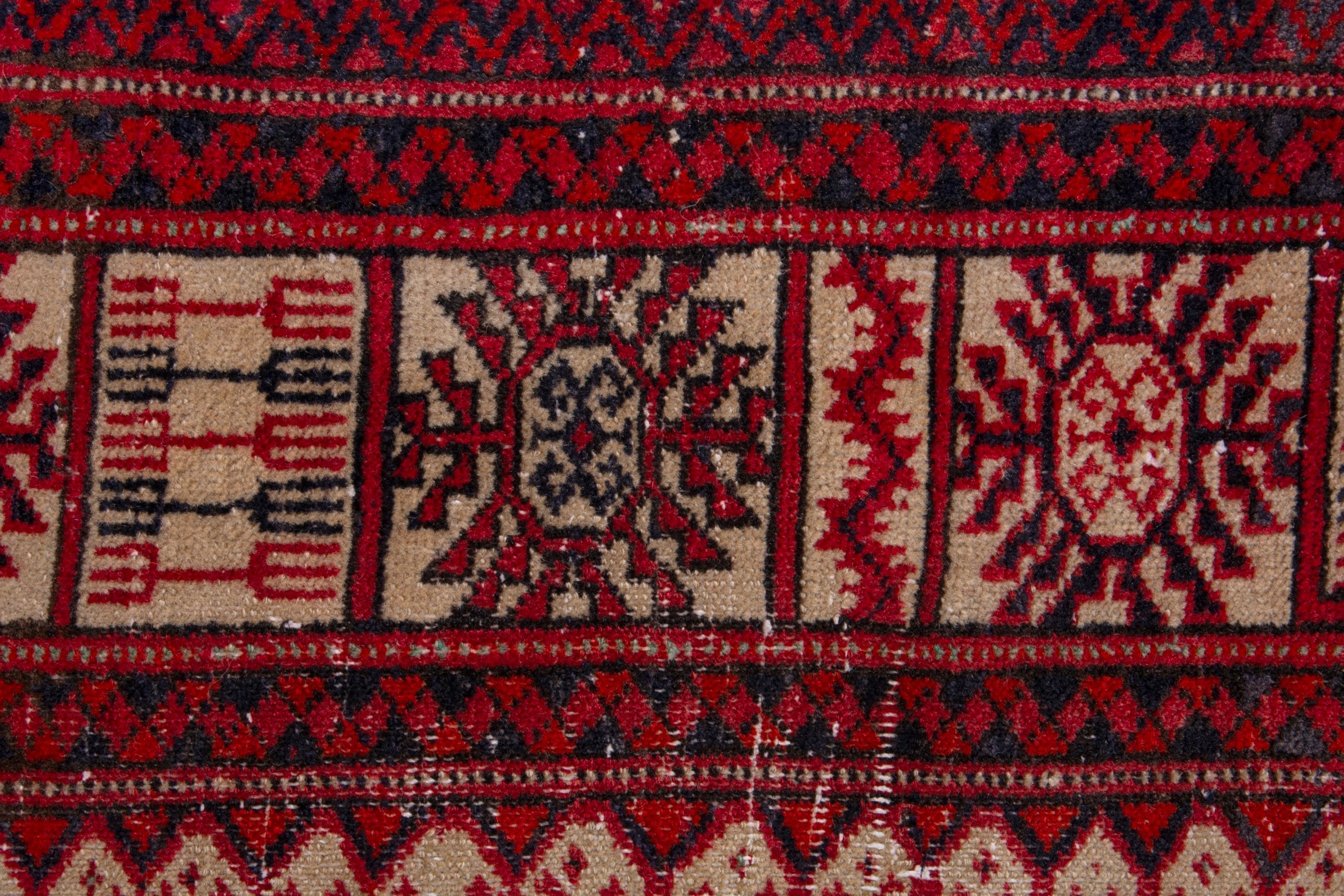 Persian Torkaman accent rug in burgundy and cream, view 13 of 19