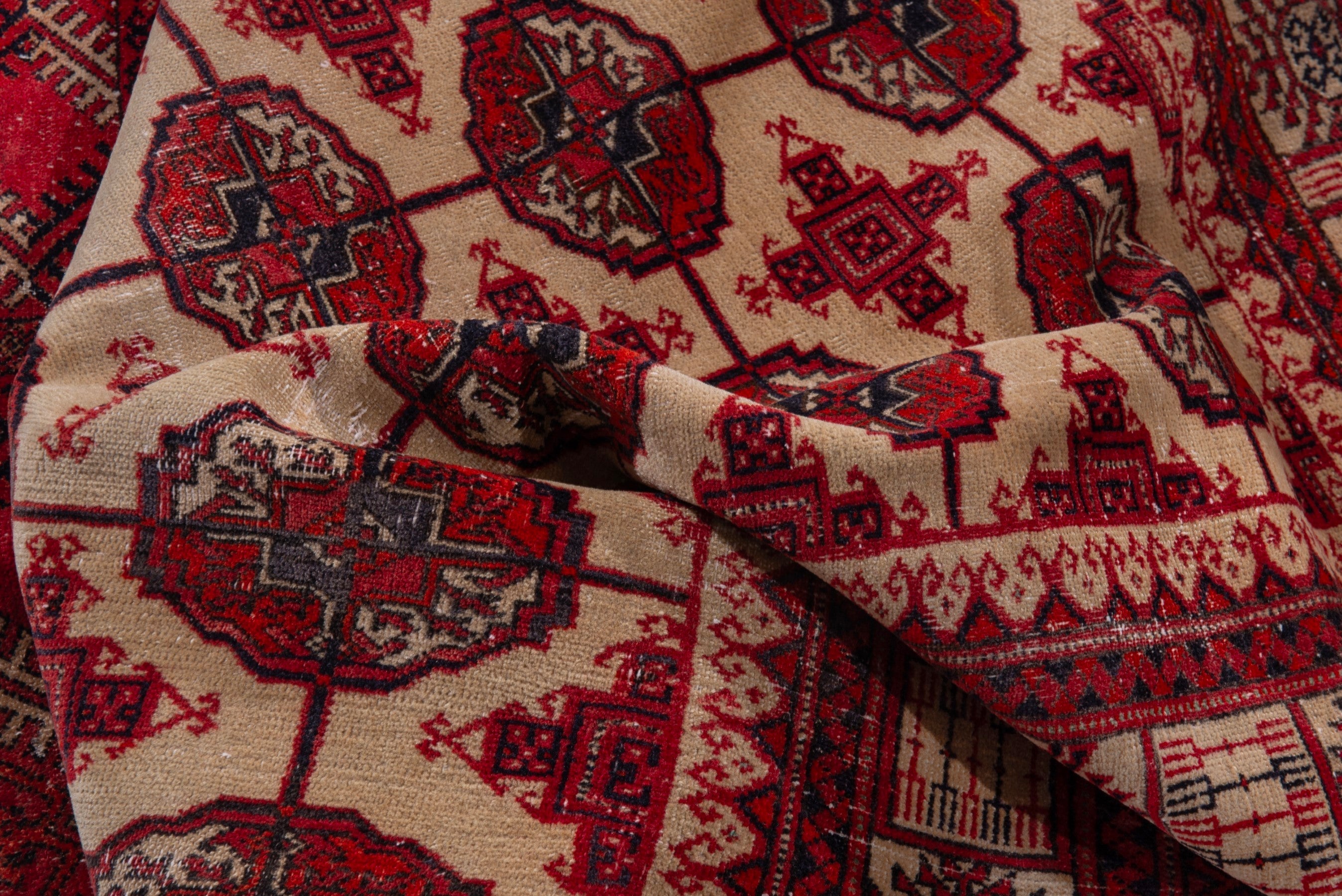 Persian Torkaman accent rug in burgundy and cream, view 15 of 19
