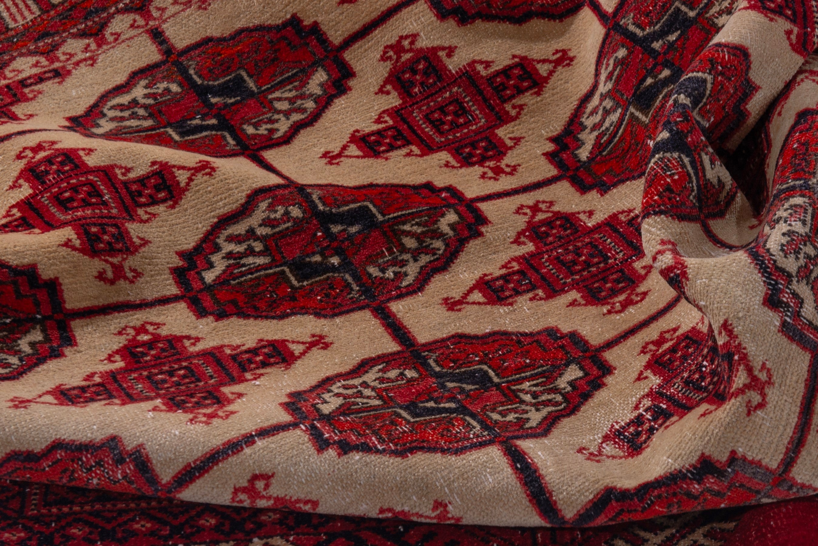 Persian Torkaman accent rug in burgundy and cream, view 16 of 19