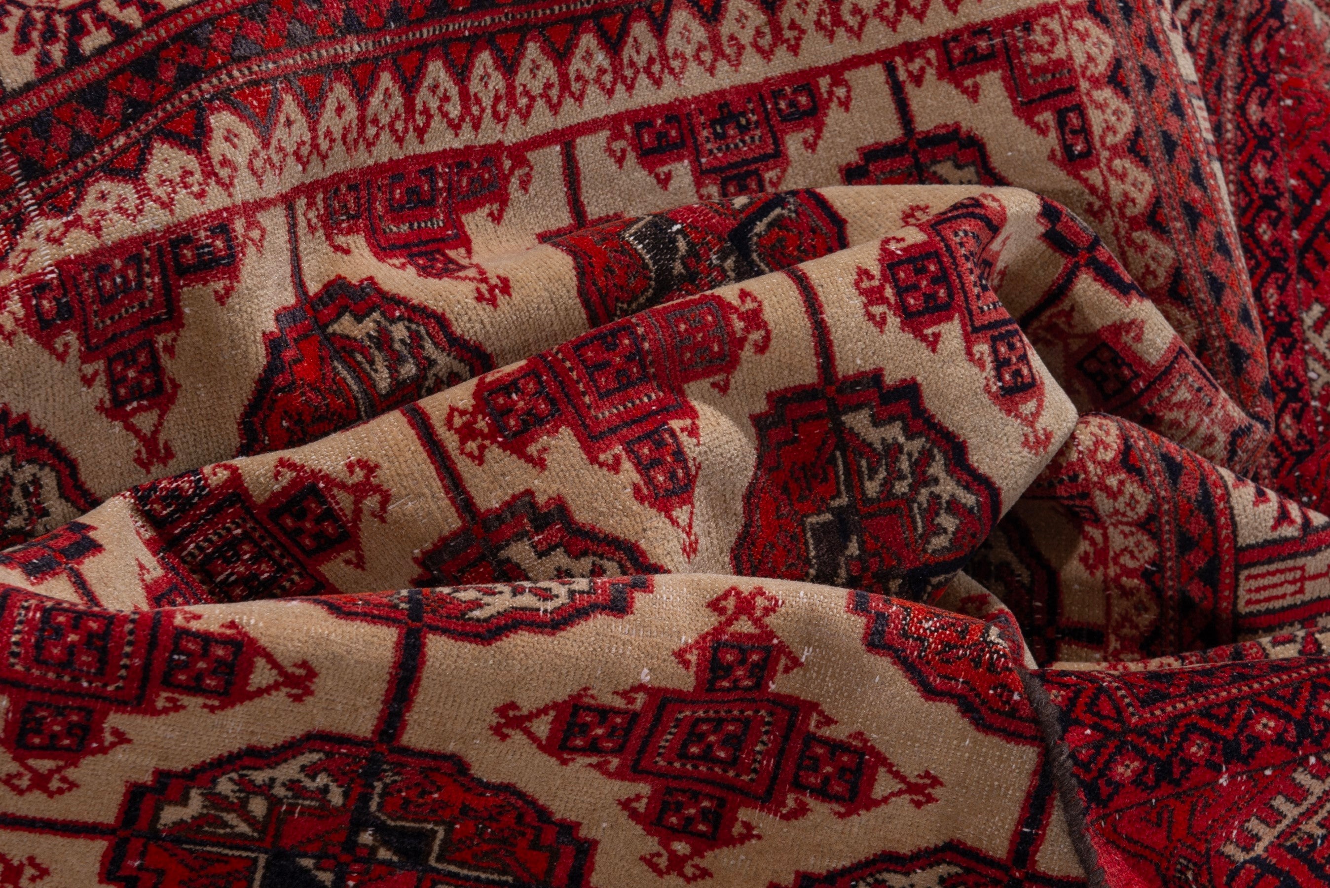 Persian Torkaman accent rug in burgundy and cream, view 17 of 19