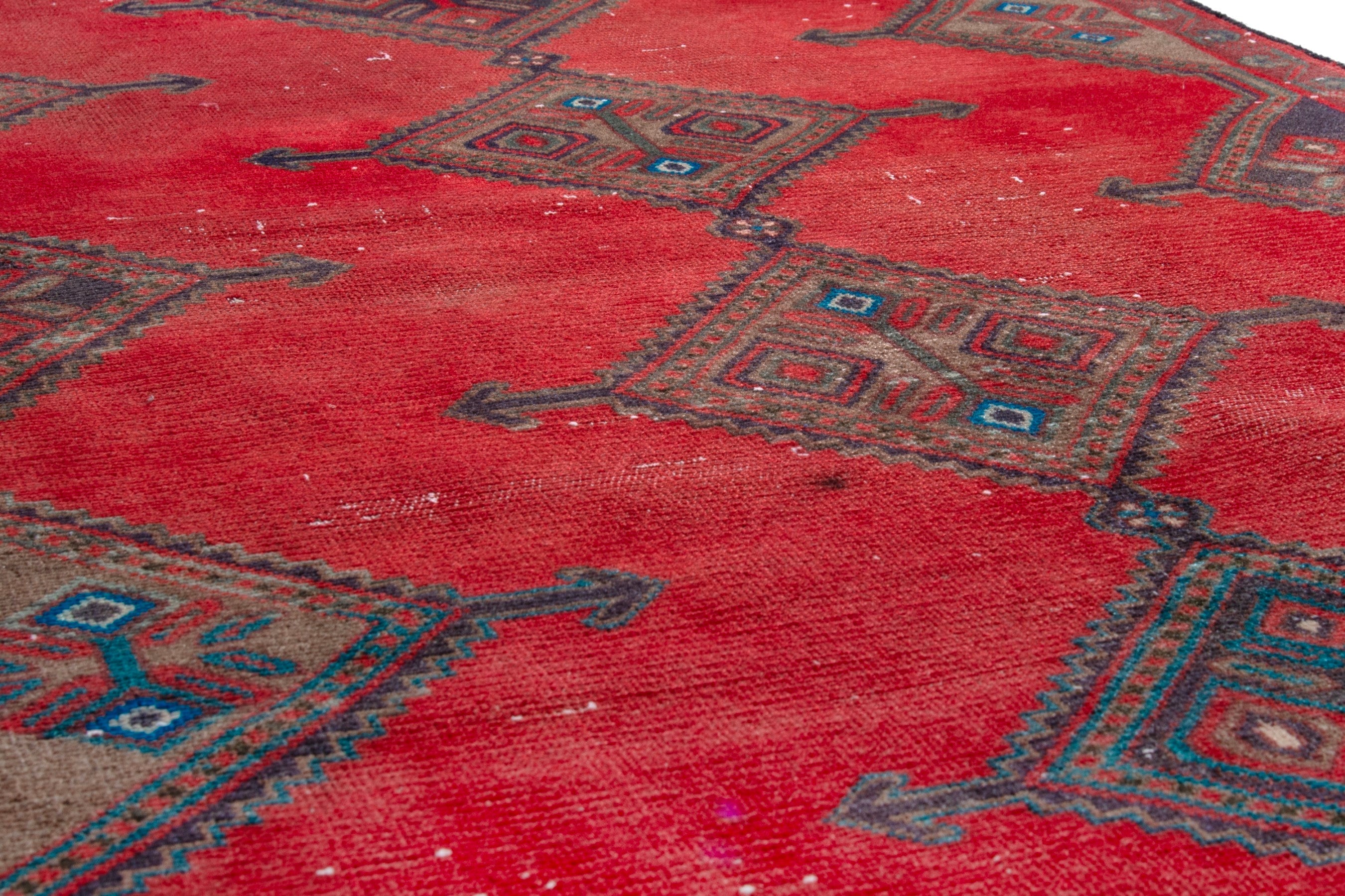Persian Hamedan area rug in deep red and dark brown, view 10 of 17