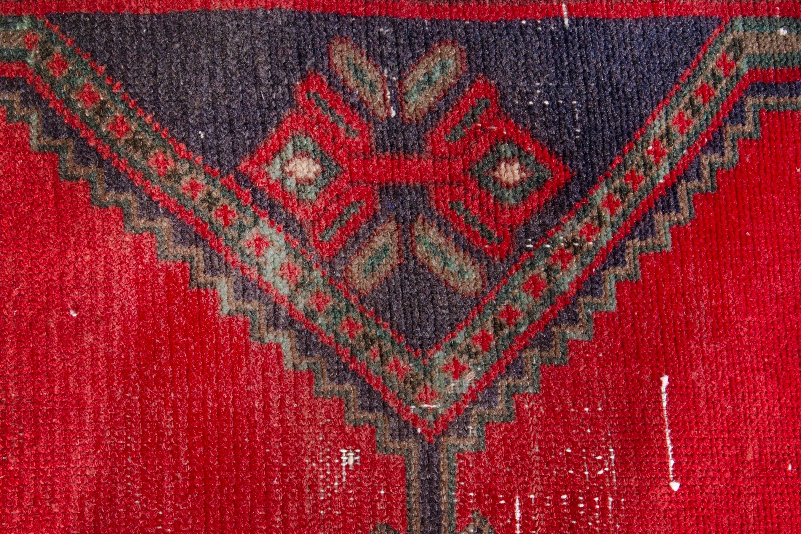 Persian Hamedan area rug in deep red and dark brown, view 11 of 17