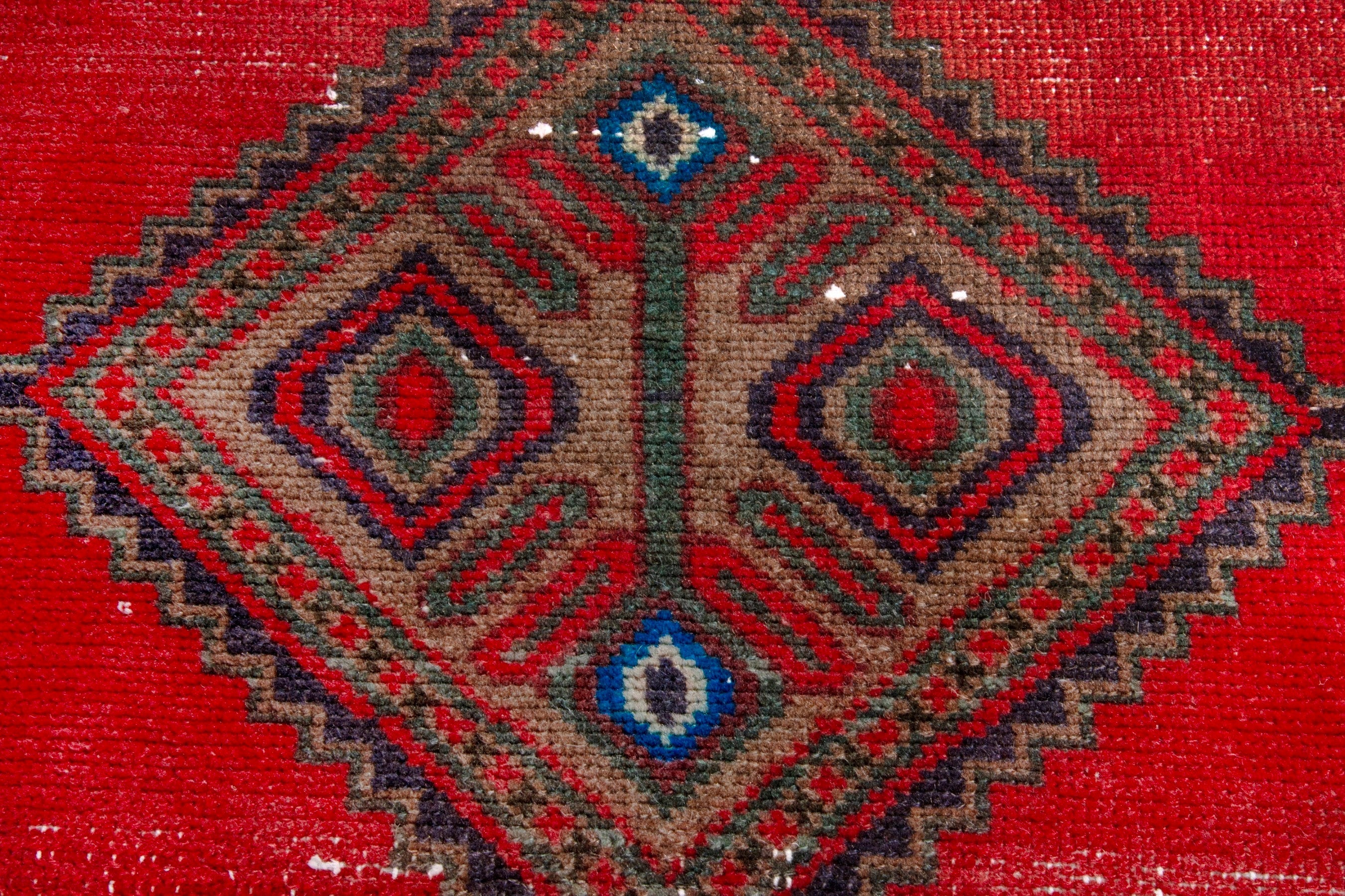 Persian Hamedan area rug in deep red and dark brown, view 12 of 17