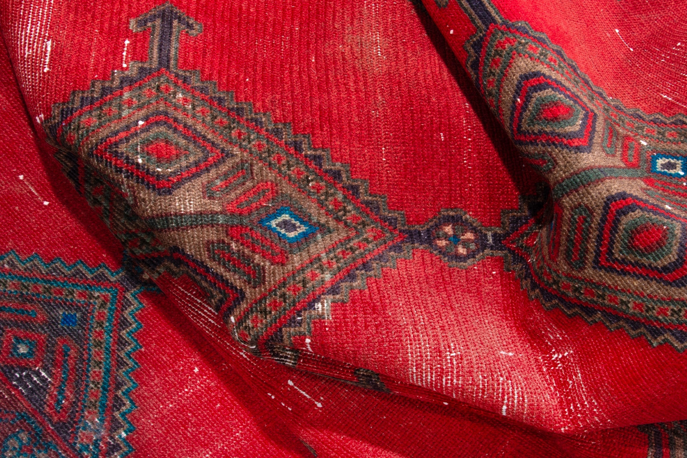 Persian Hamedan area rug in deep red and dark brown, view 14 of 17