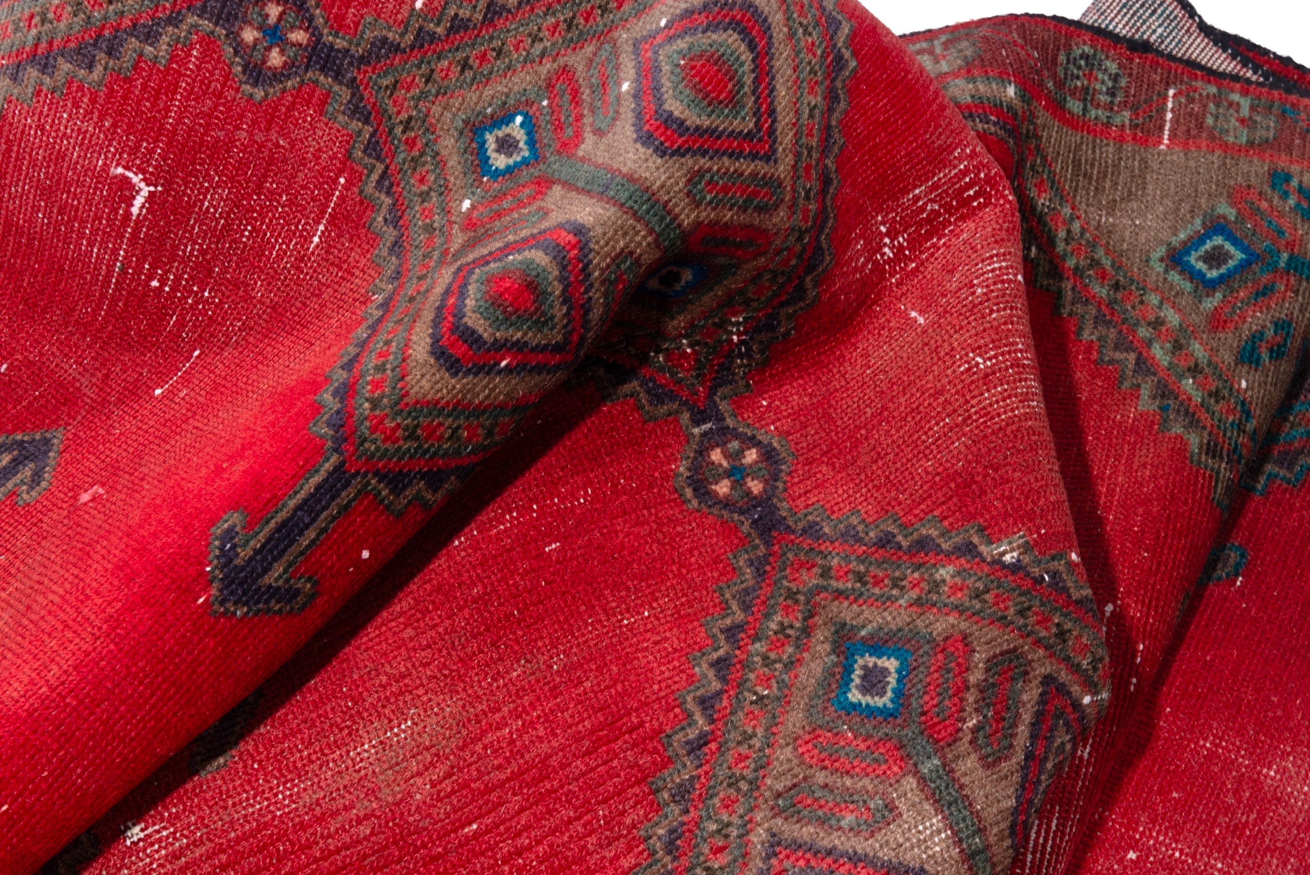 Persian Hamedan area rug in deep red and dark brown, view 16 of 17