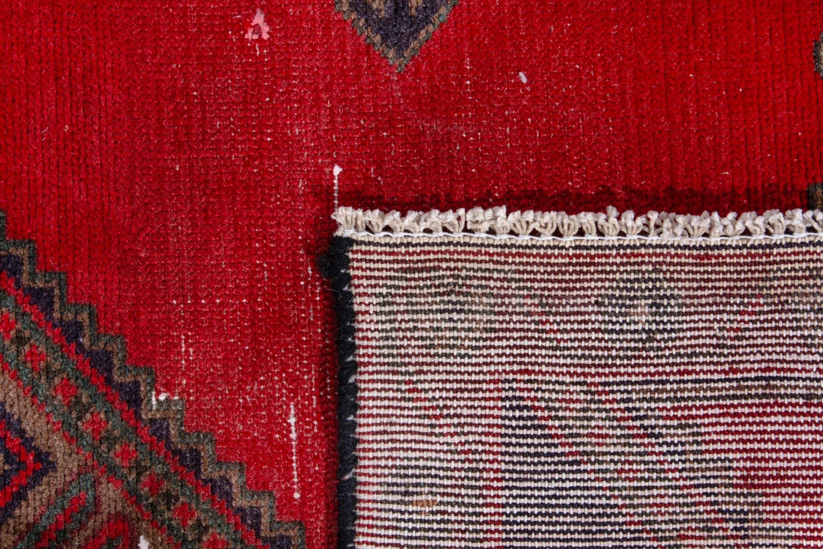 Persian Hamedan area rug in deep red and dark brown, view 17 of 17