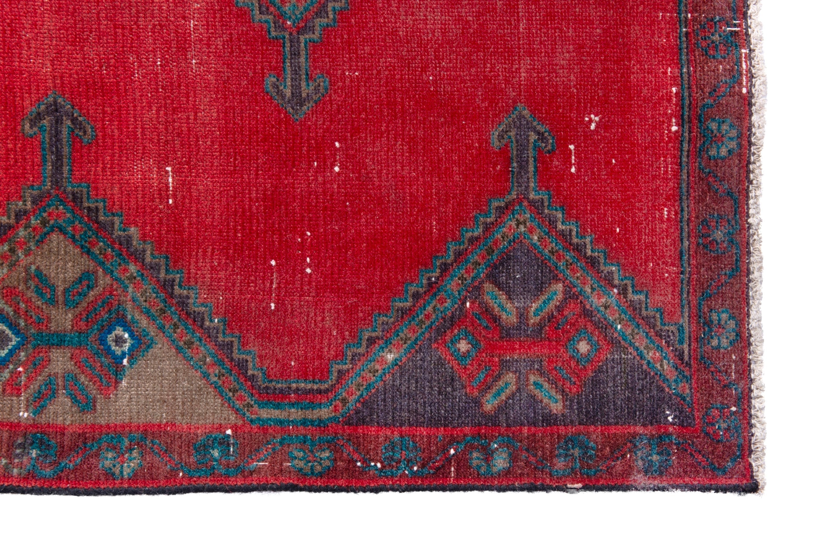 Persian Hamedan area rug in deep red and dark brown, view 5 of 17