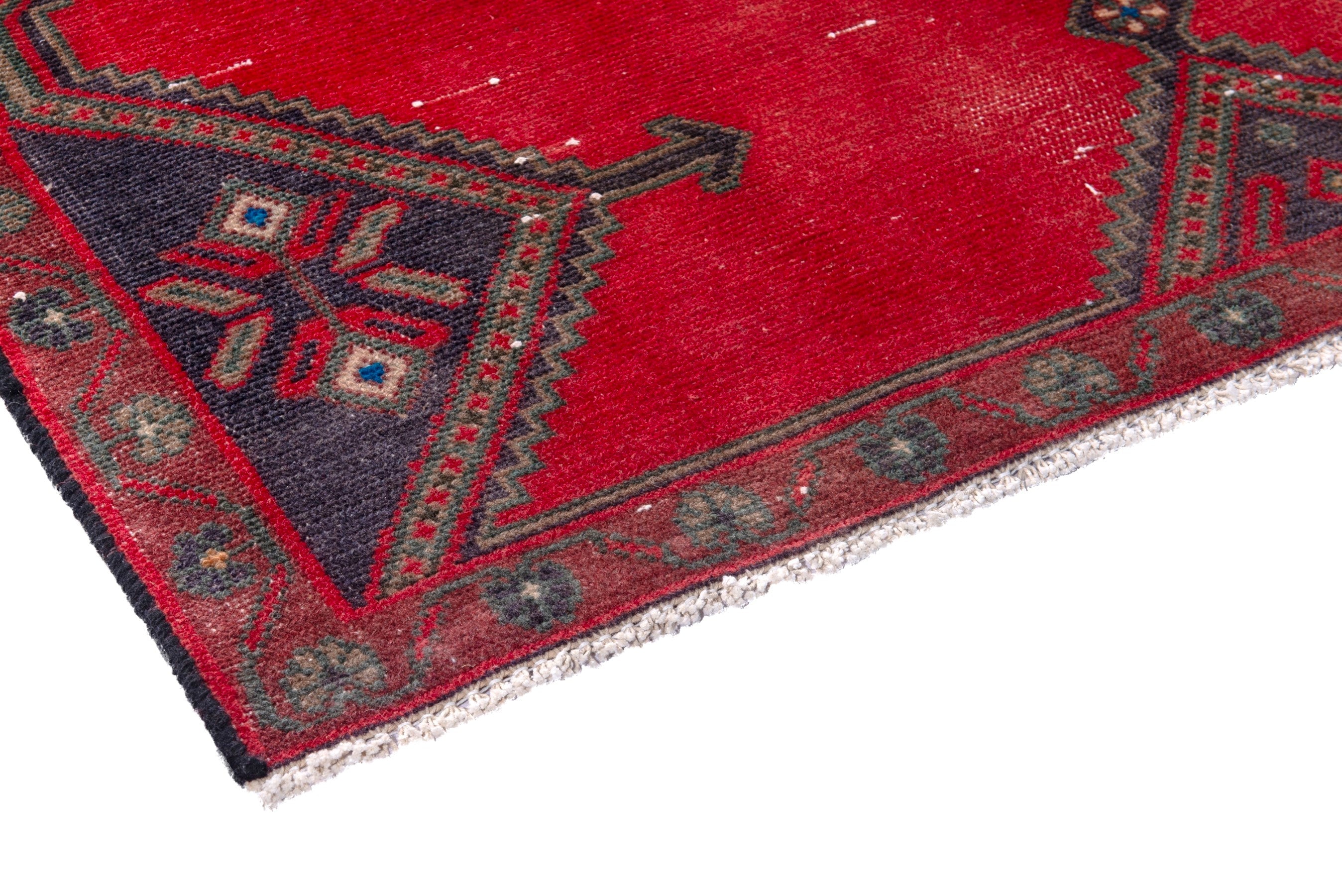 Persian Hamedan area rug in deep red and dark brown, view 4 of 17
