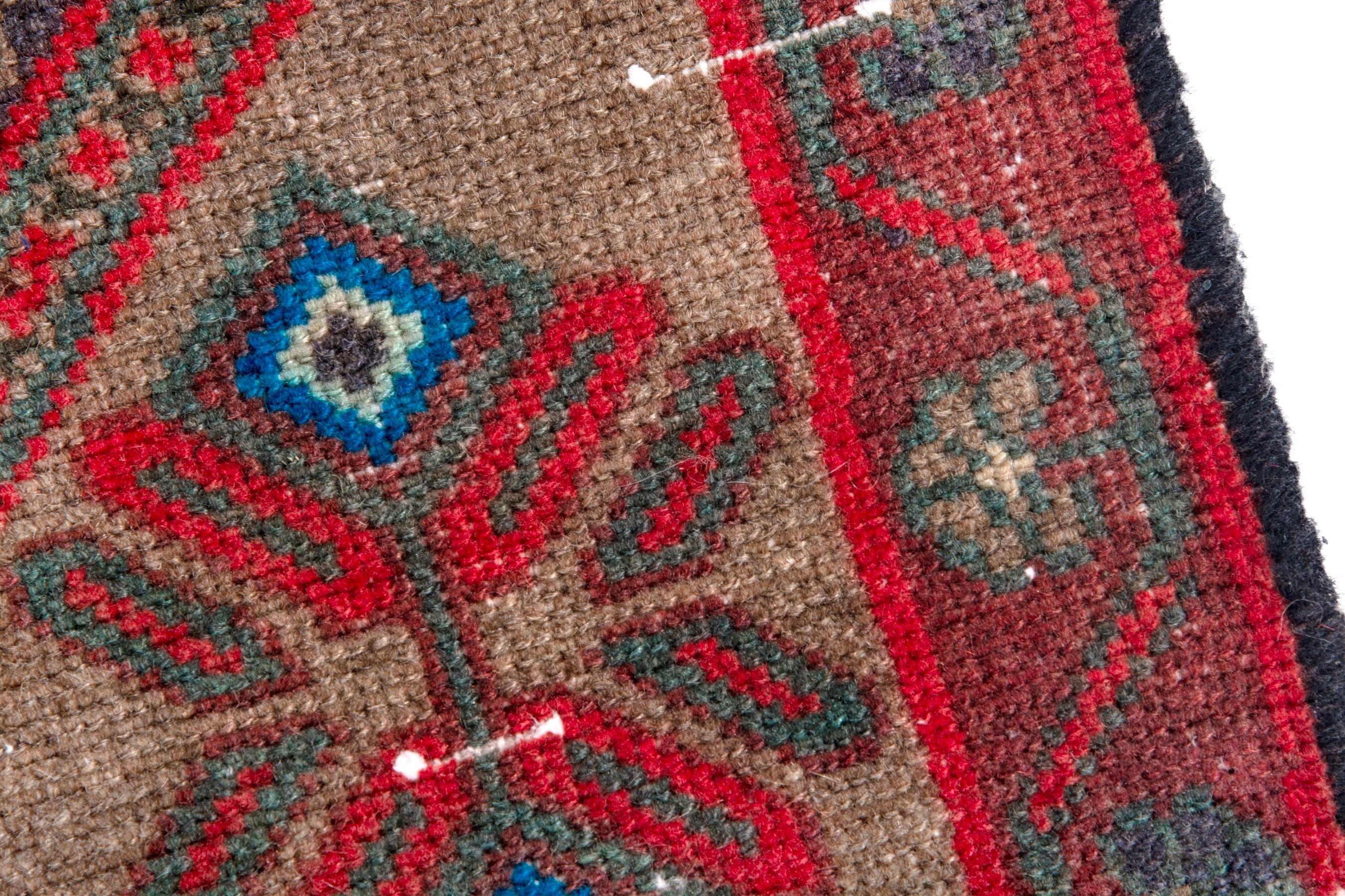 Persian Hamedan area rug in deep red and dark brown, view 7 of 17