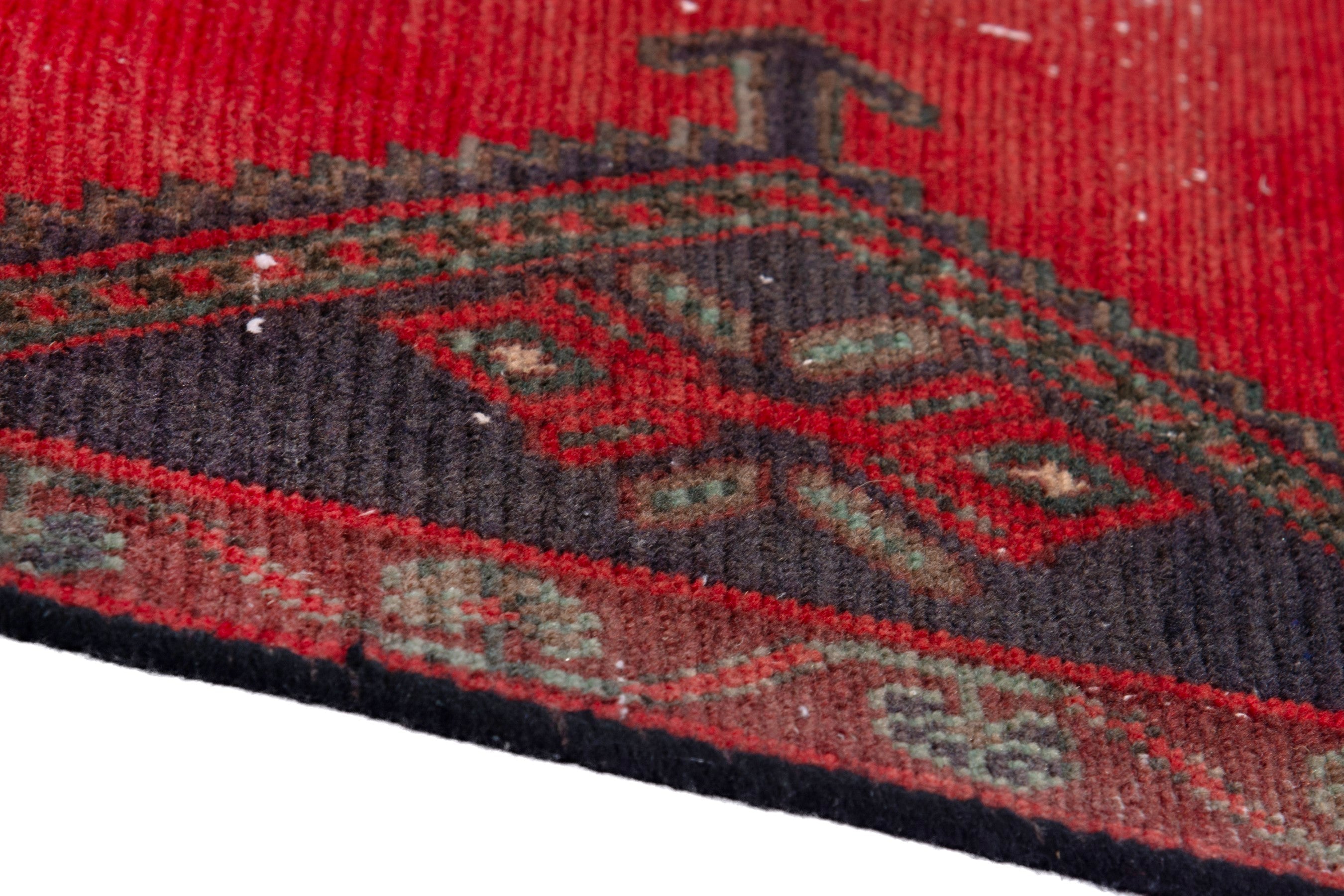 Persian Hamedan area rug in deep red and dark brown, view 8 of 17