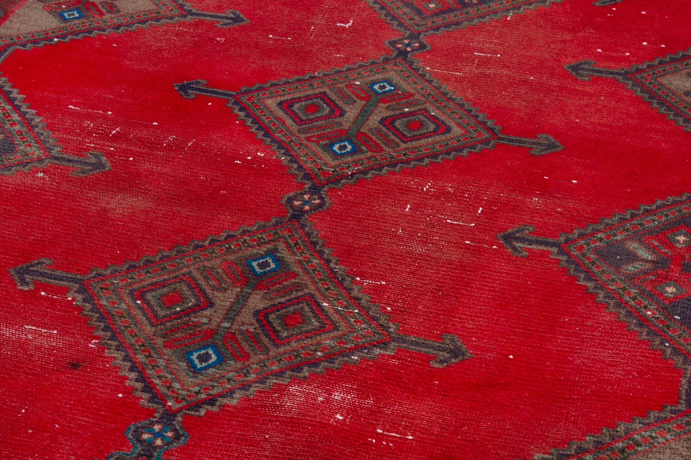 Persian Hamedan area rug in deep red and dark brown, view 9 of 17