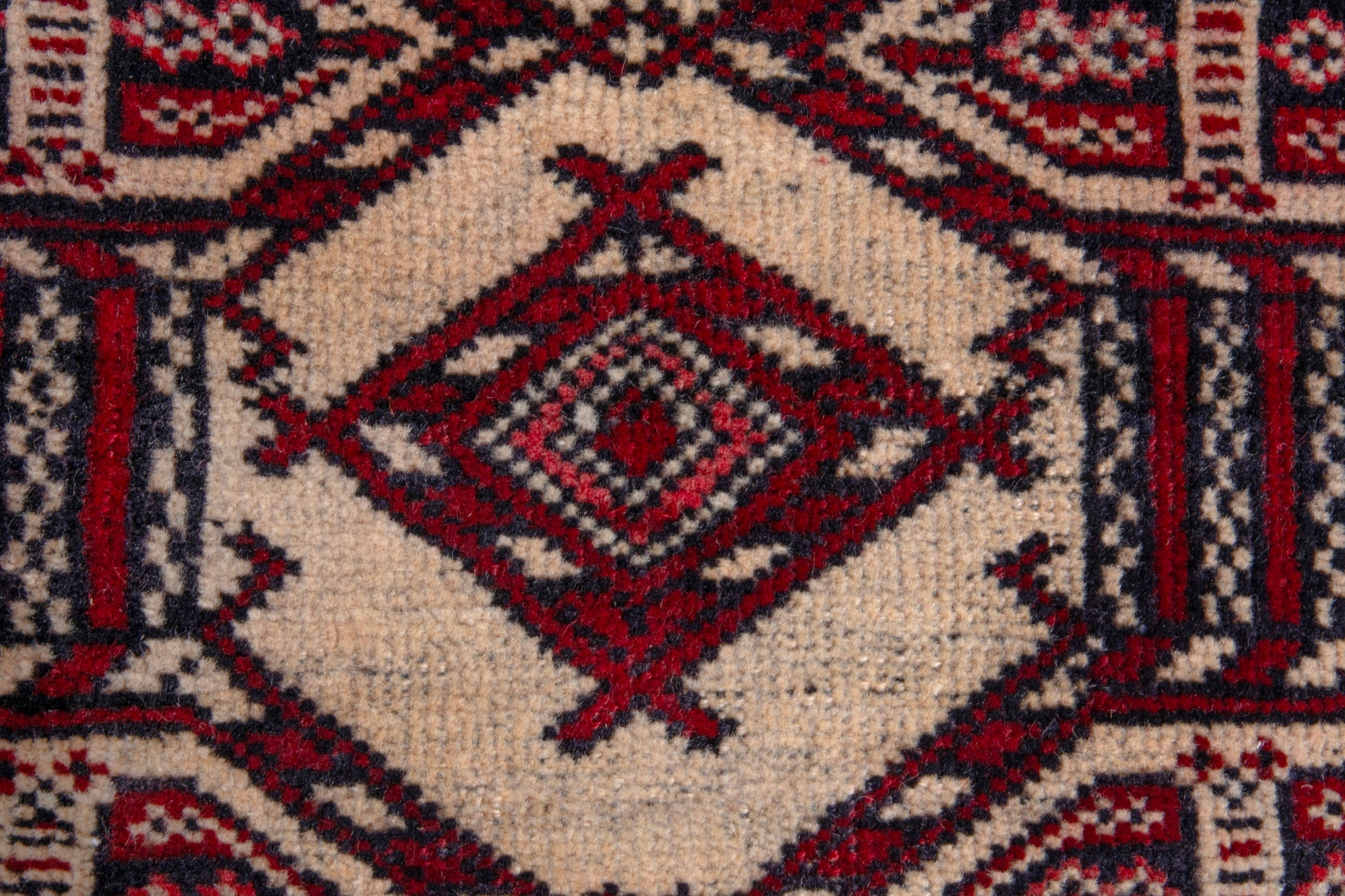 Persian Baluch accent rug in cream and burgundy, view 13 of 19