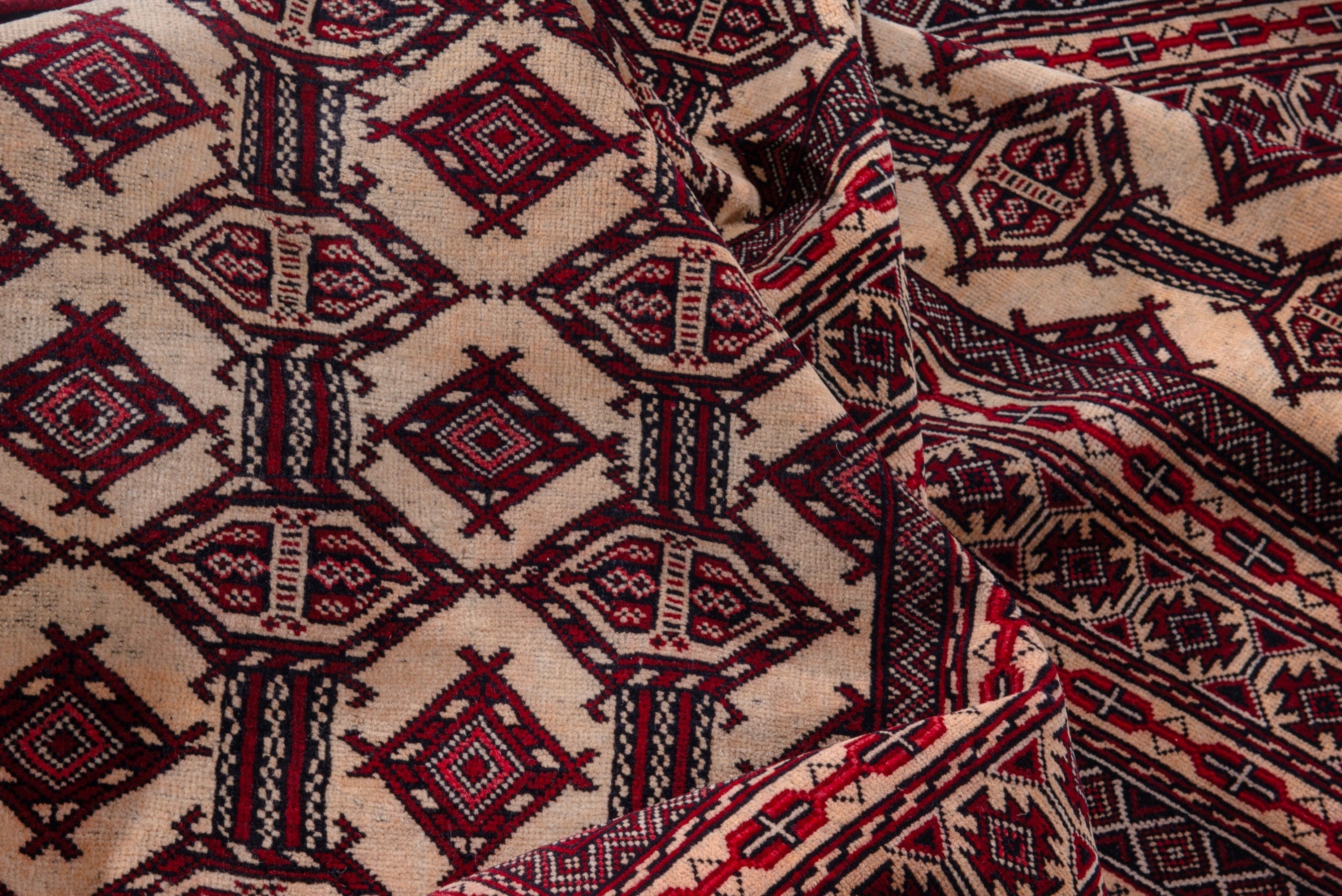 Persian Baluch accent rug in cream and burgundy, view 15 of 19