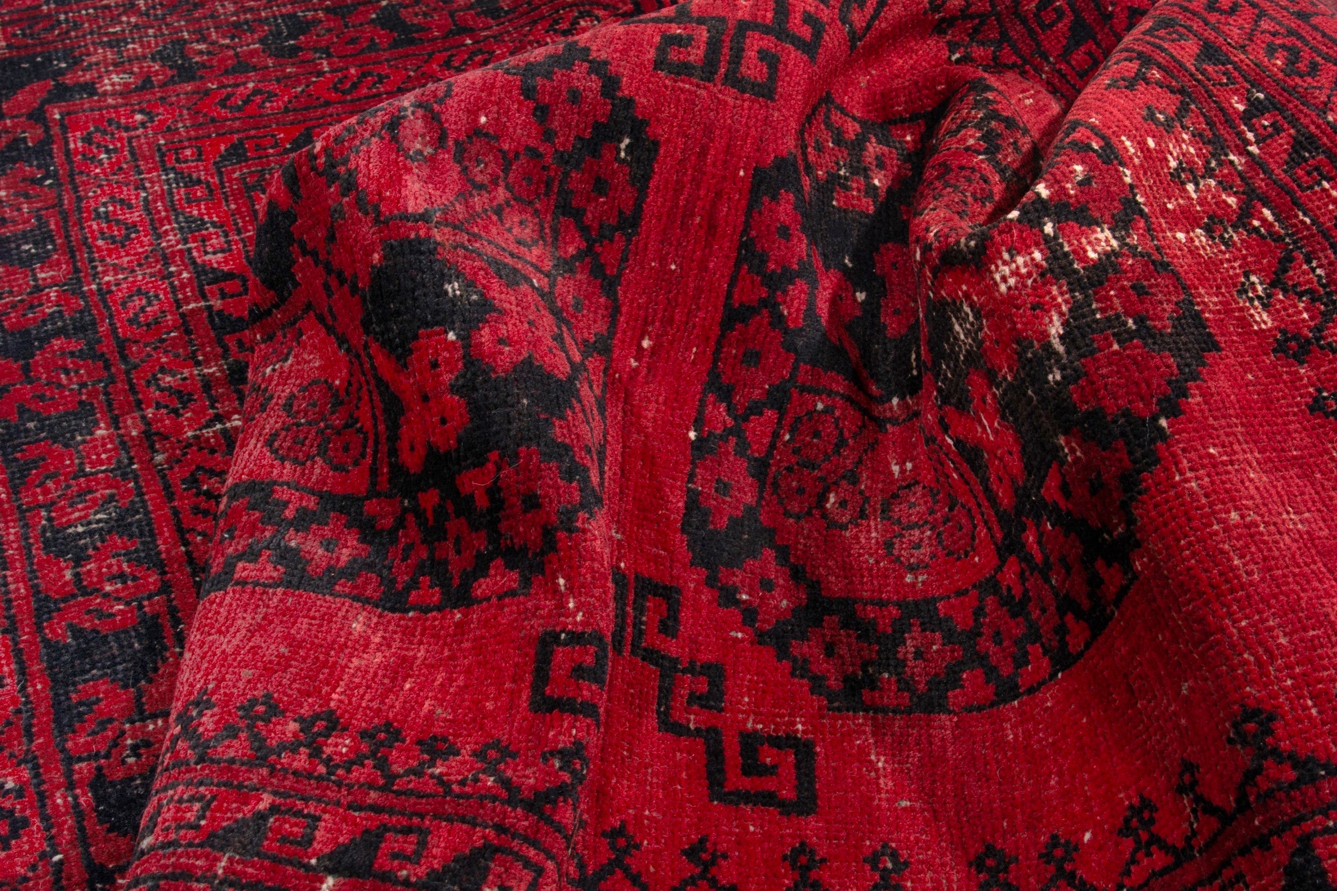 Persian Baluch accent rug in deep red and burgundy, view 15 of 17