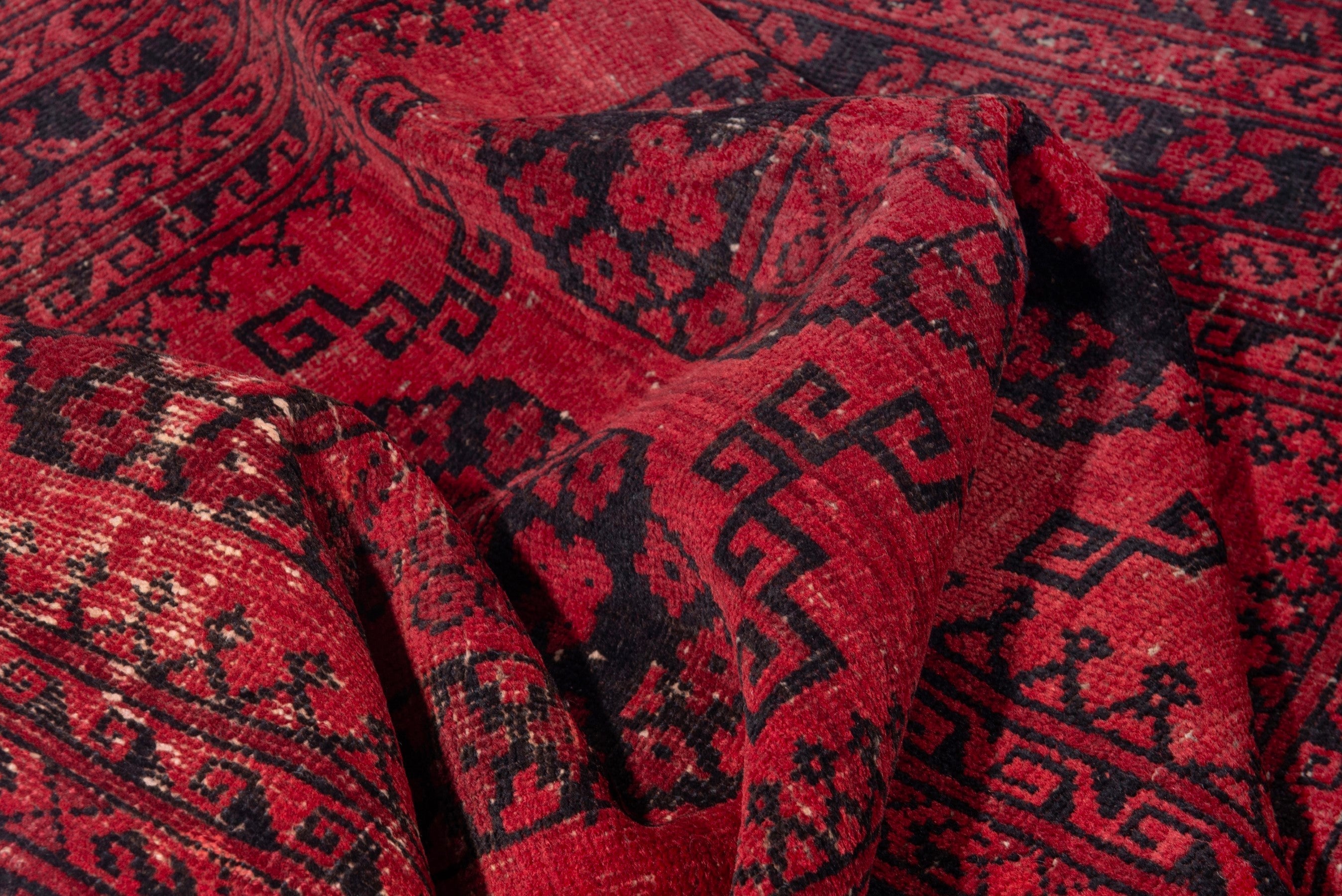 Persian Baluch accent rug in deep red and burgundy, view 16 of 17
