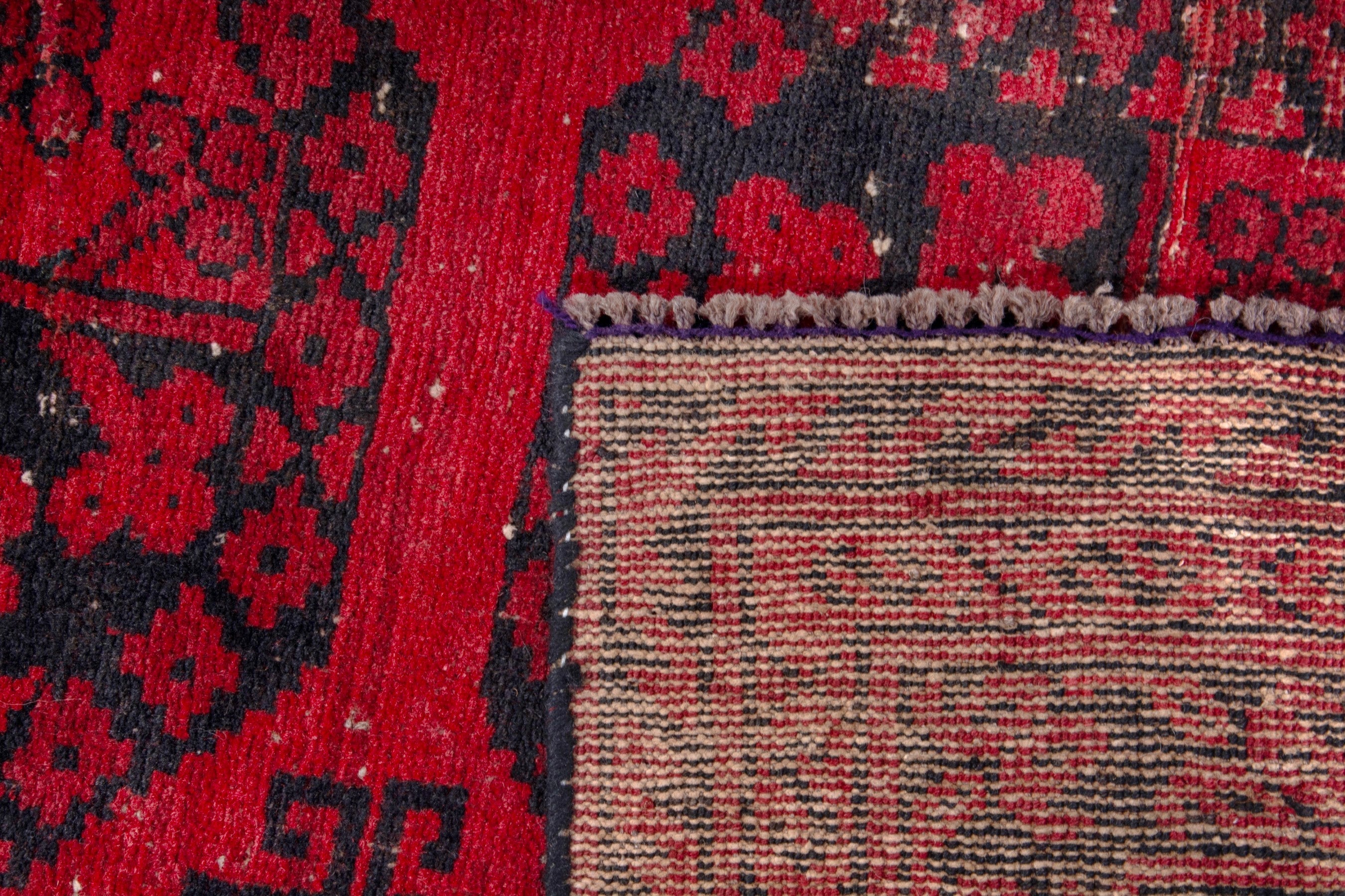 Persian Baluch accent rug in deep red and burgundy, view 17 of 17