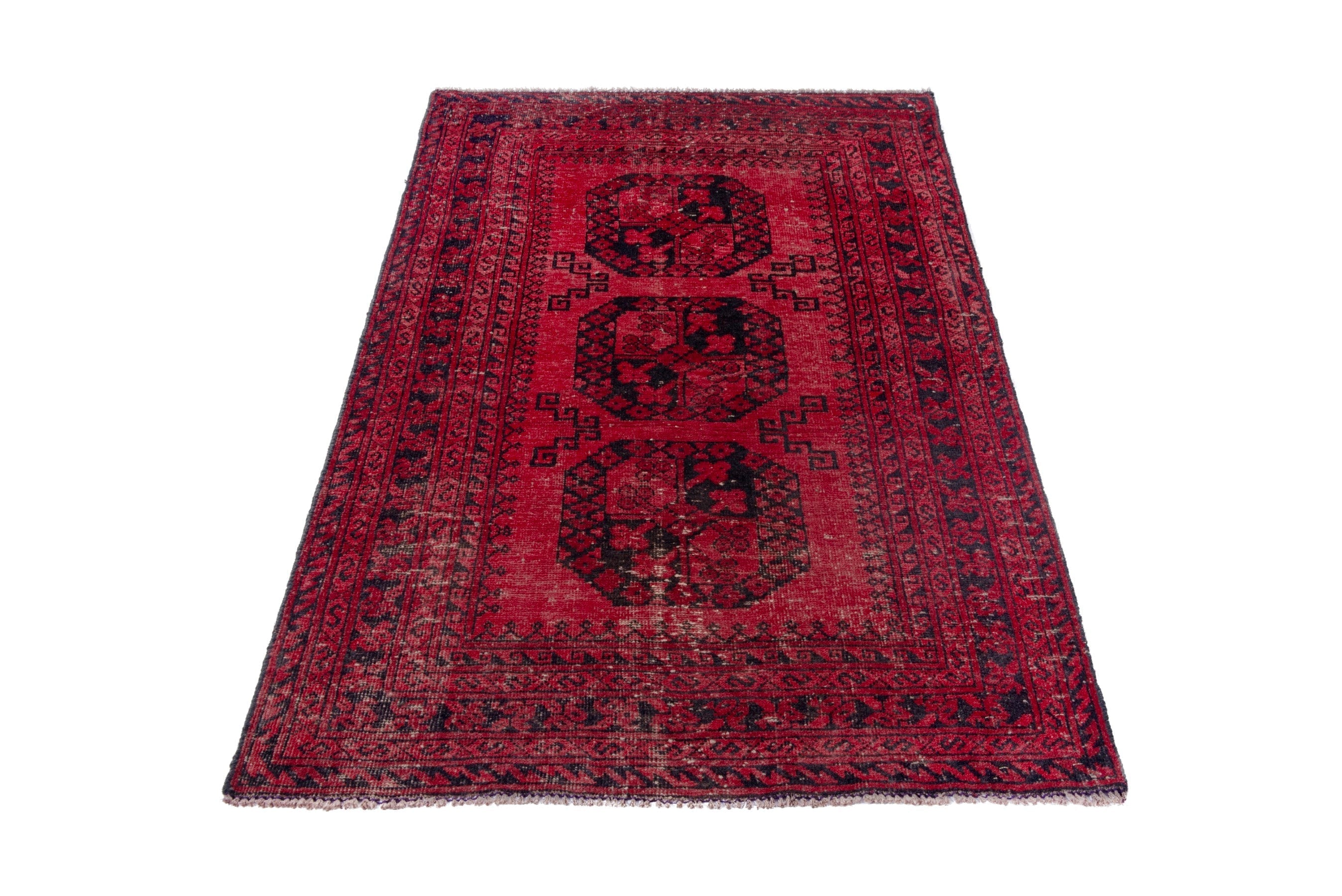 Persian Baluch accent rug in deep red and burgundy, view 2 of 17