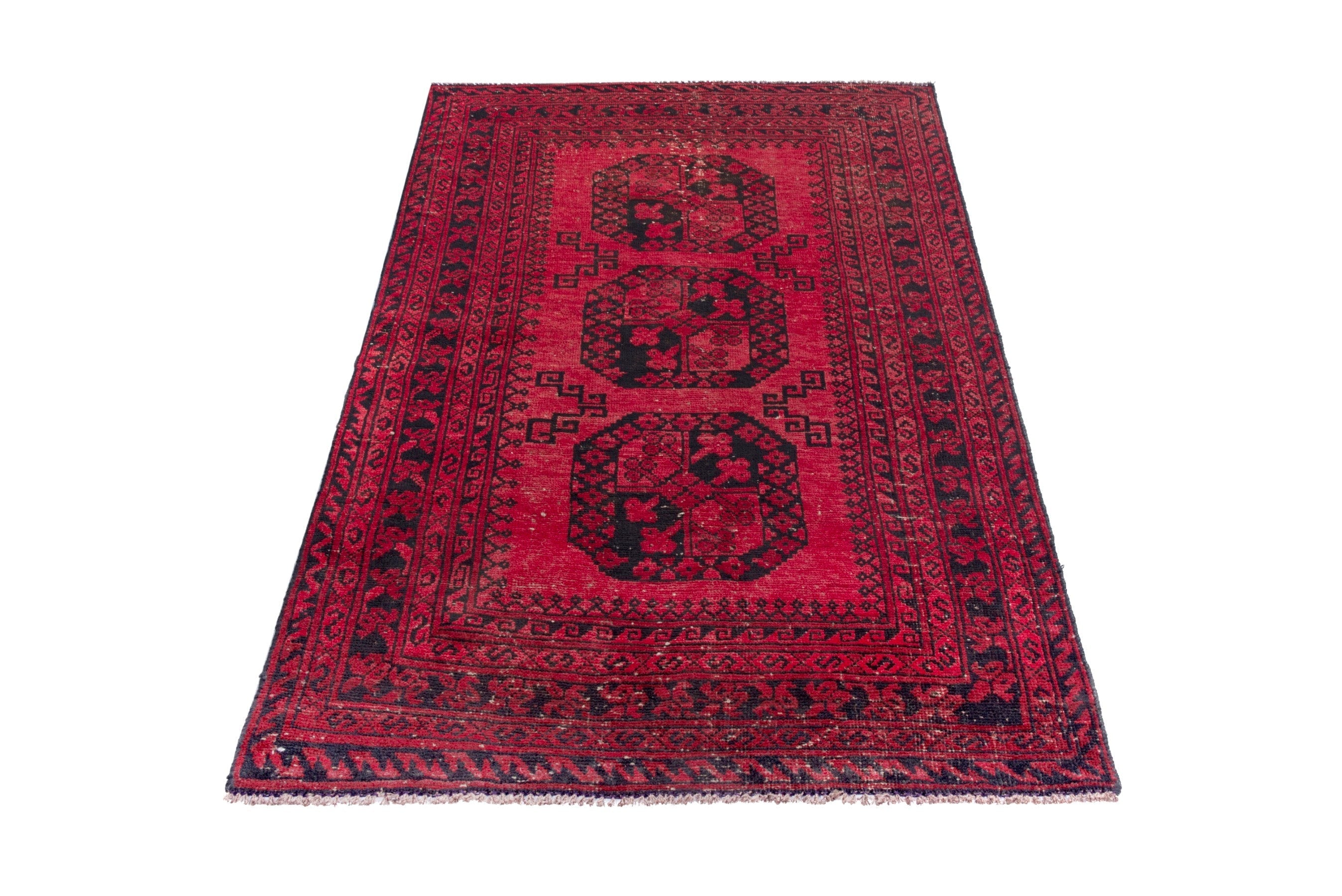 Persian Baluch accent rug in deep red and burgundy, view 3 of 17