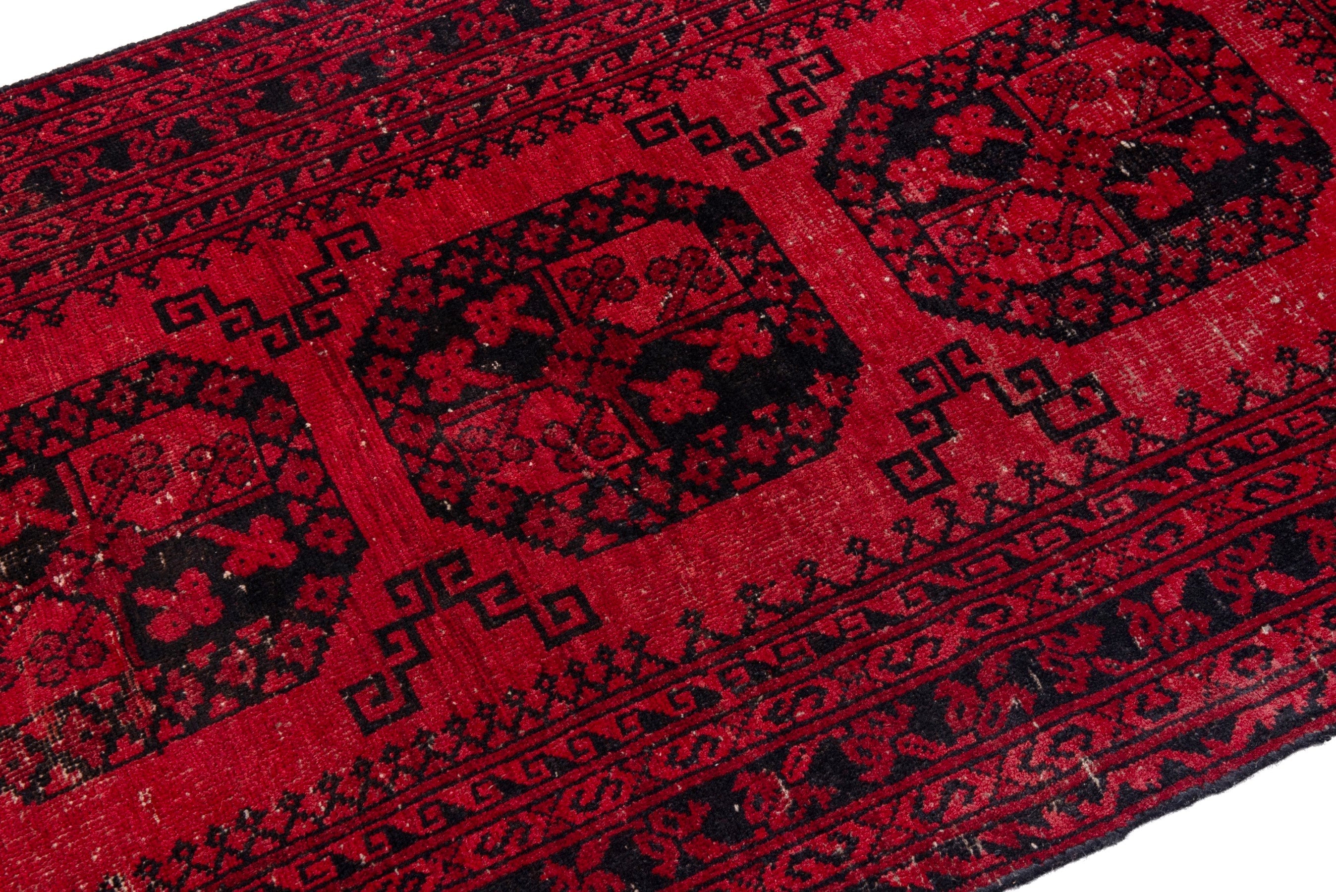 Persian Baluch accent rug in deep red and burgundy, view 6 of 17