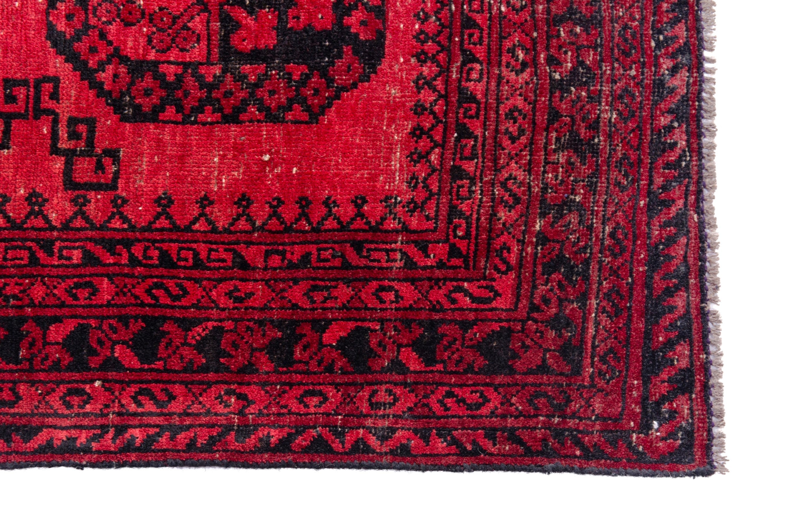 Persian Baluch accent rug in deep red and burgundy, view 5 of 17