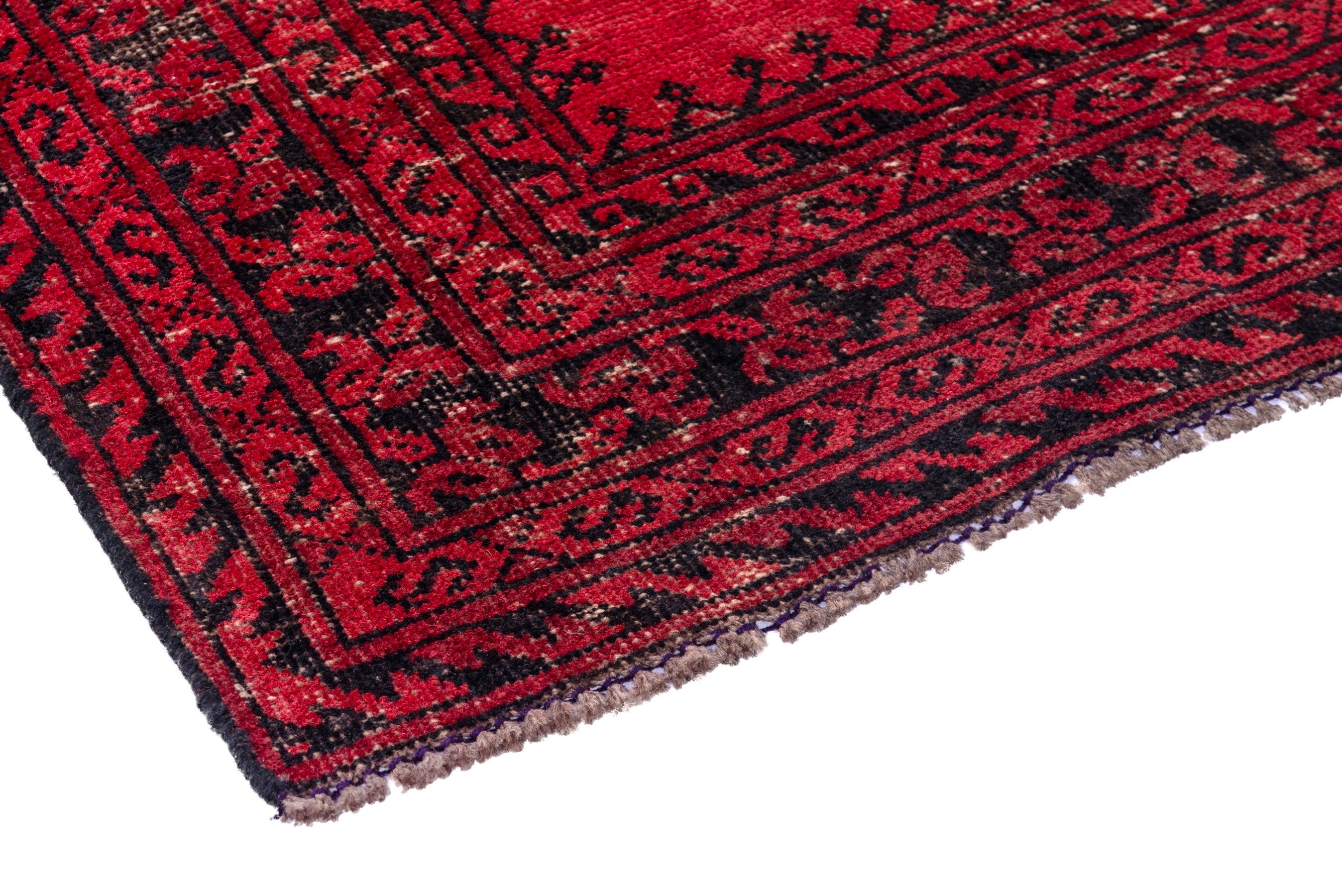 Persian Baluch accent rug in deep red and burgundy, view 4 of 17
