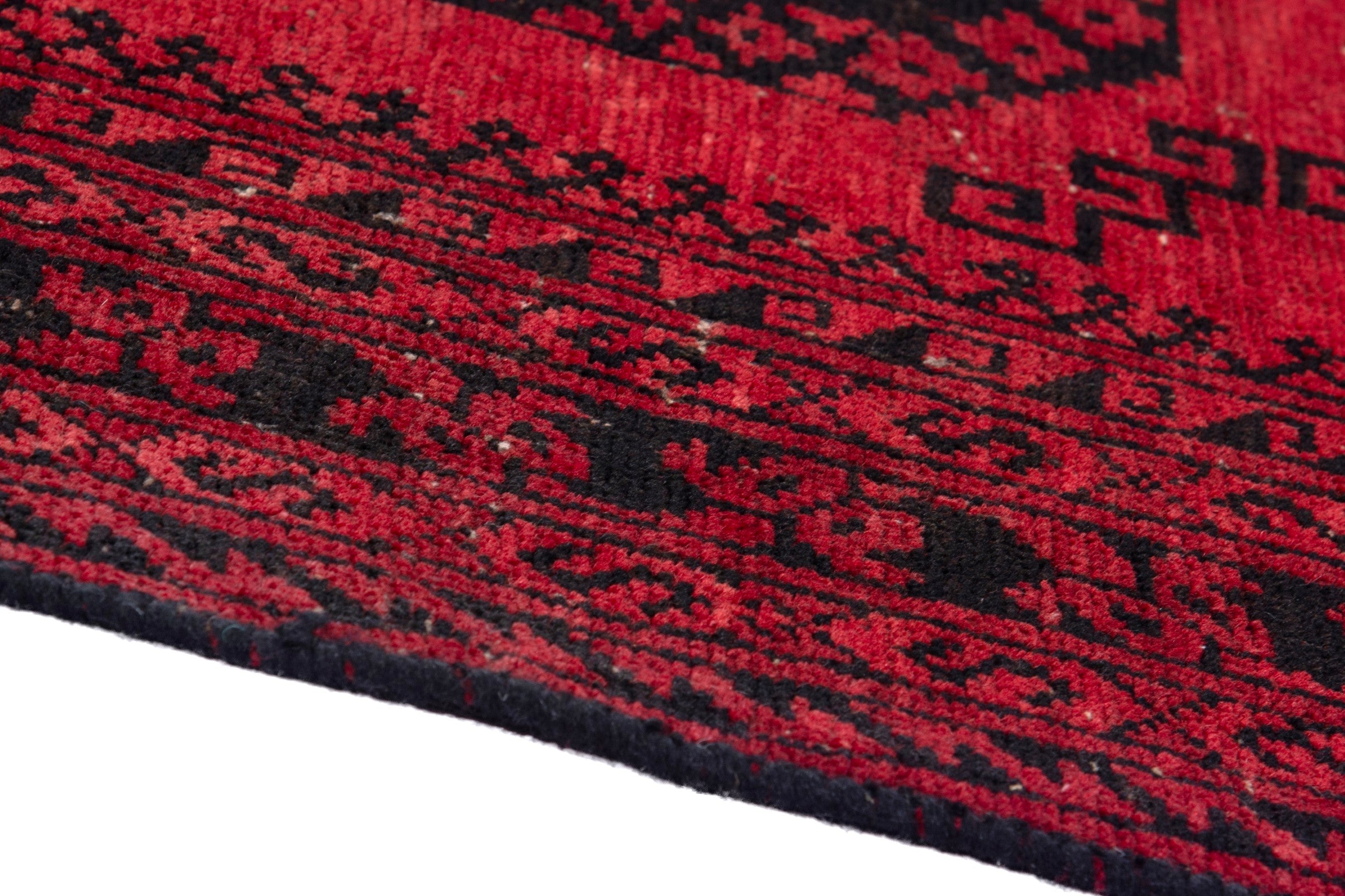 Persian Baluch accent rug in deep red and burgundy, view 8 of 17