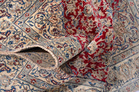 Persian Nain accent rug in deep red and cream, view 15 of 18