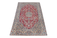 Persian Nain accent rug in deep red and cream, view 4 of 18