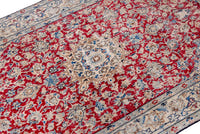 Persian Nain accent rug in deep red and cream, view 5 of 18