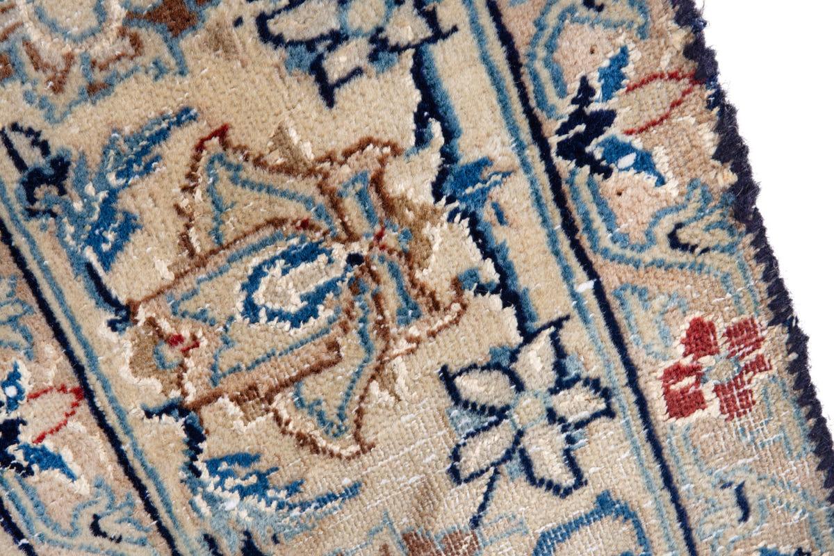 Persian Nain accent rug in deep red and cream, view 8 of 18