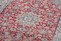 Persian Nain accent rug in deep red and cream, view 10 of 18