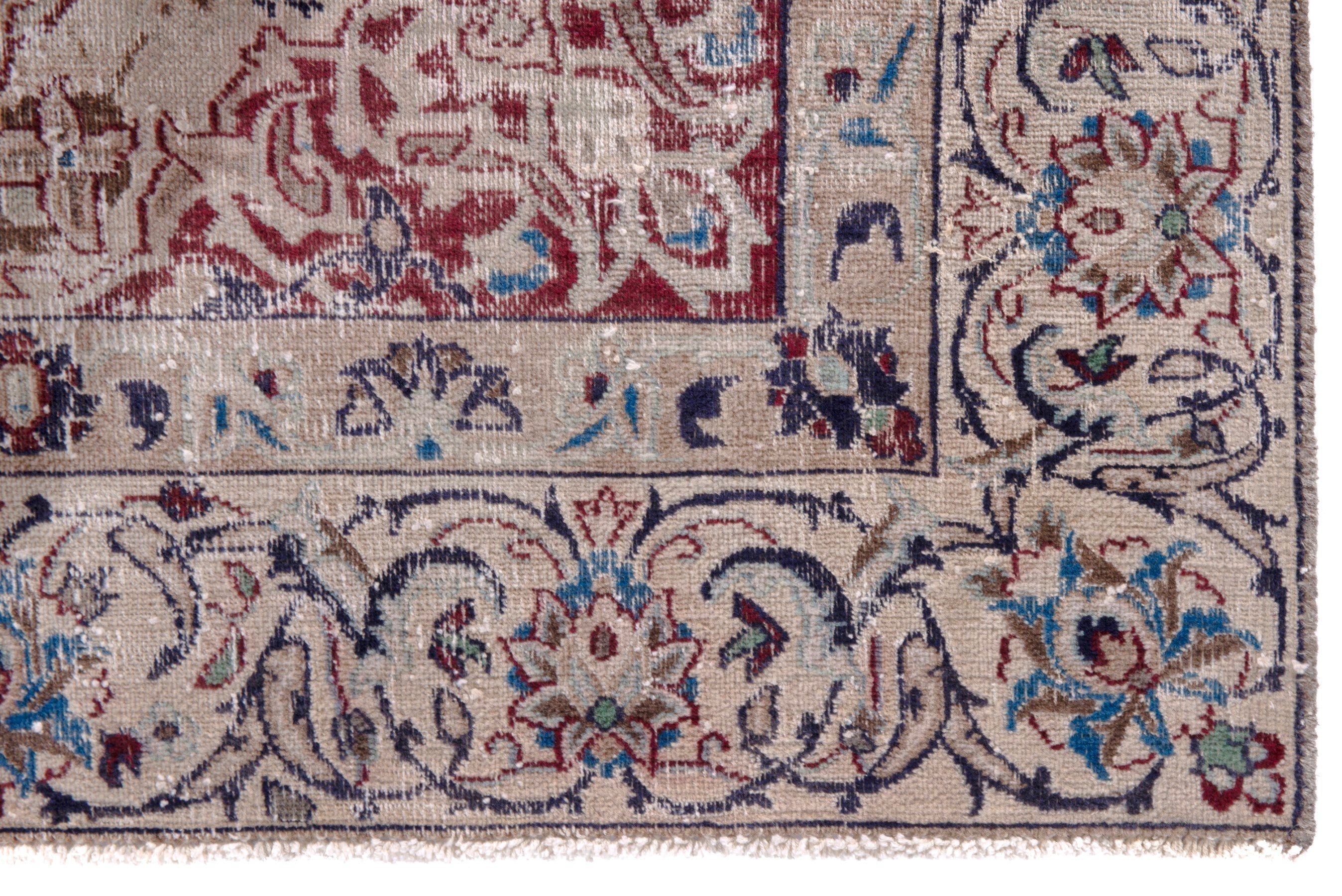 Persian Nain area rug in cream and burgundy, view 13 of 22