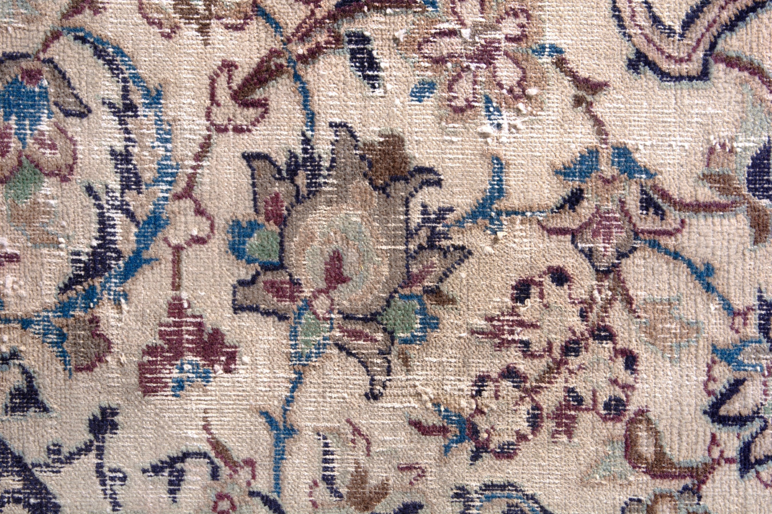 Persian Nain area rug in cream and burgundy, view 16 of 22